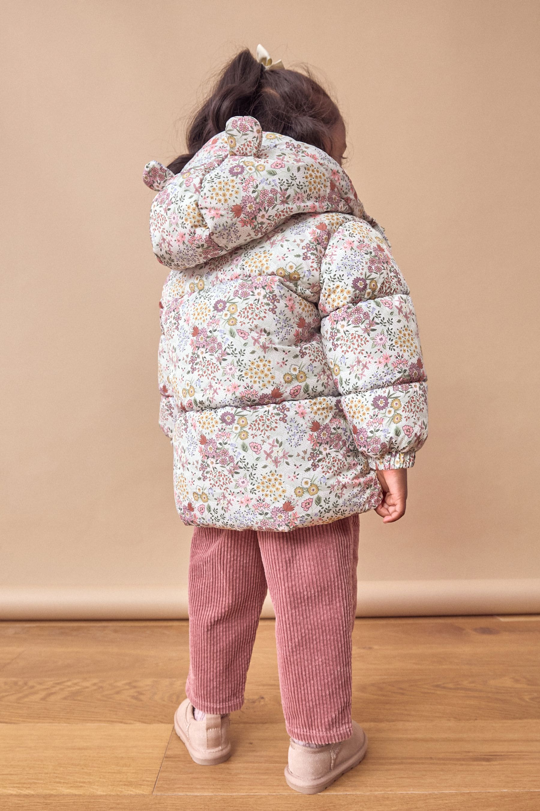 Ecru Cream Ditsy Shower Resistant Padded Coat (3mths-7yrs)