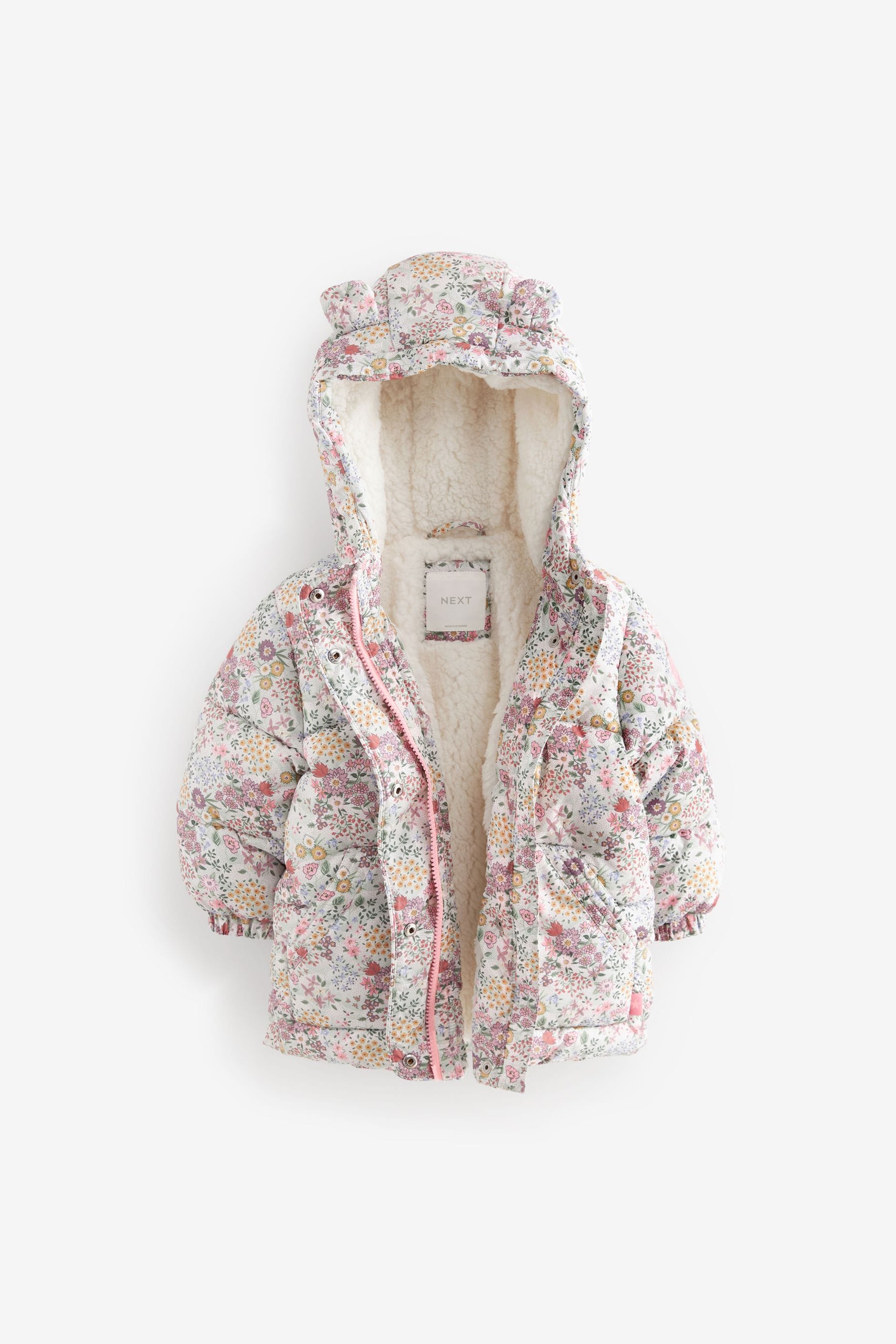 Ecru Cream Ditsy Shower Resistant Padded Coat (3mths-7yrs)