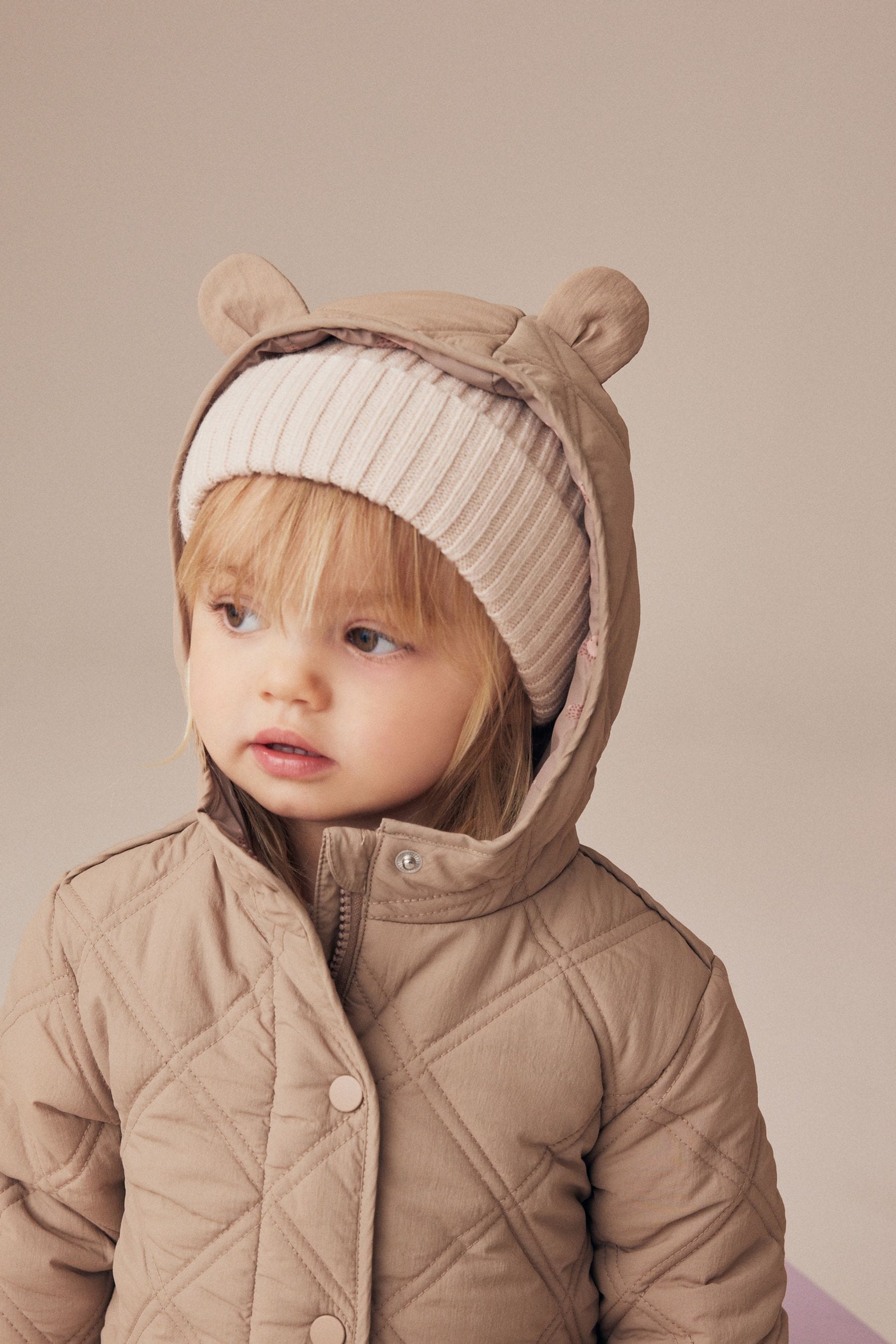 Neutral Shower Resistant Diamond Quilted Coat (3mths-7yrs)