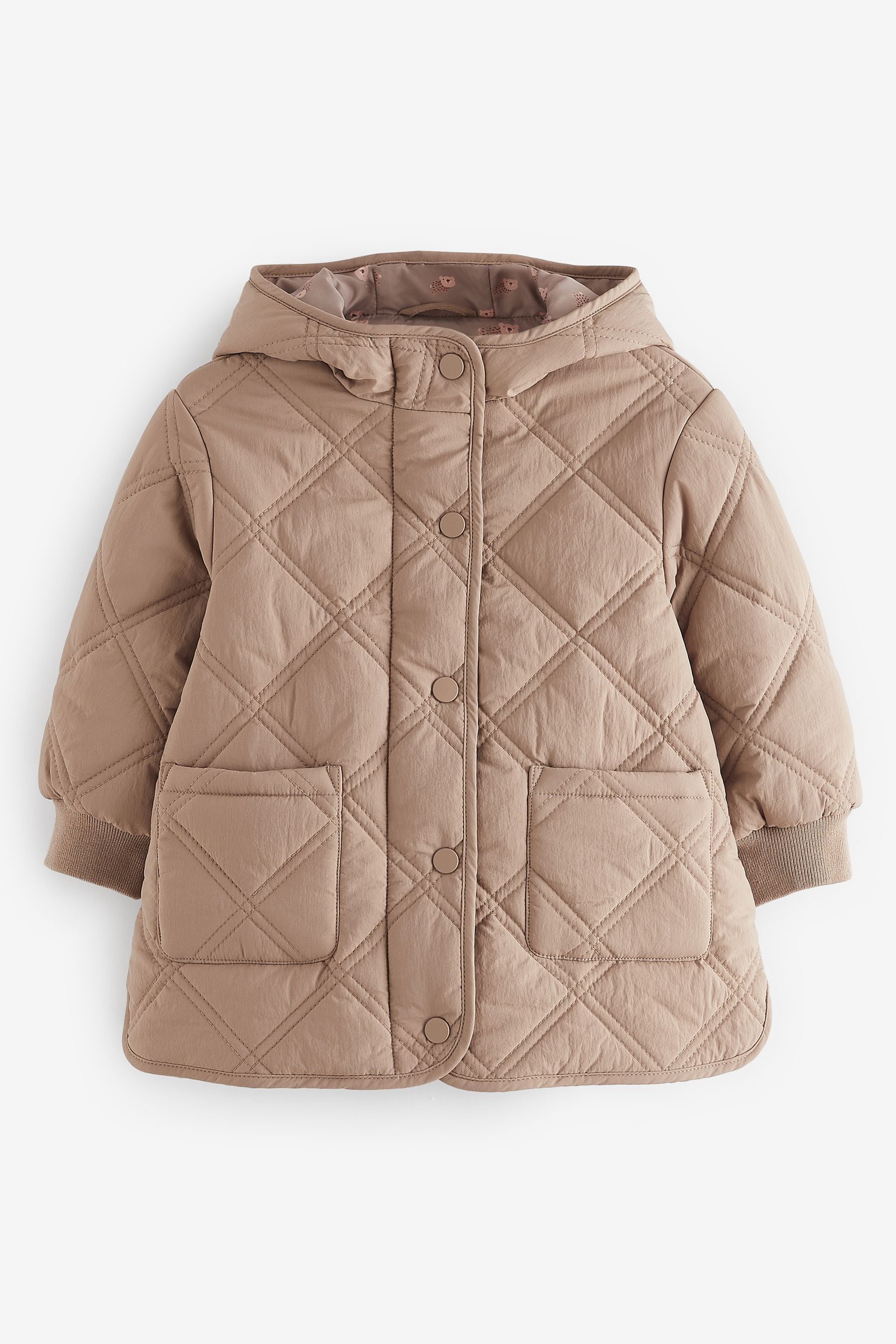 Neutral Shower Resistant Diamond Quilted Coat (3mths-7yrs)