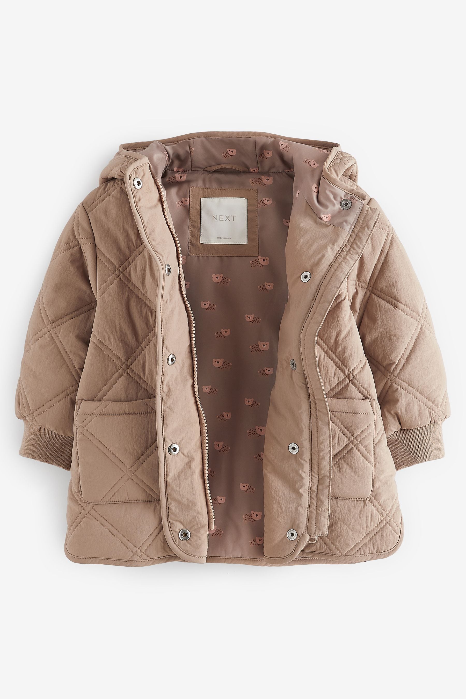 Neutral Shower Resistant Diamond Quilted Coat (3mths-7yrs)