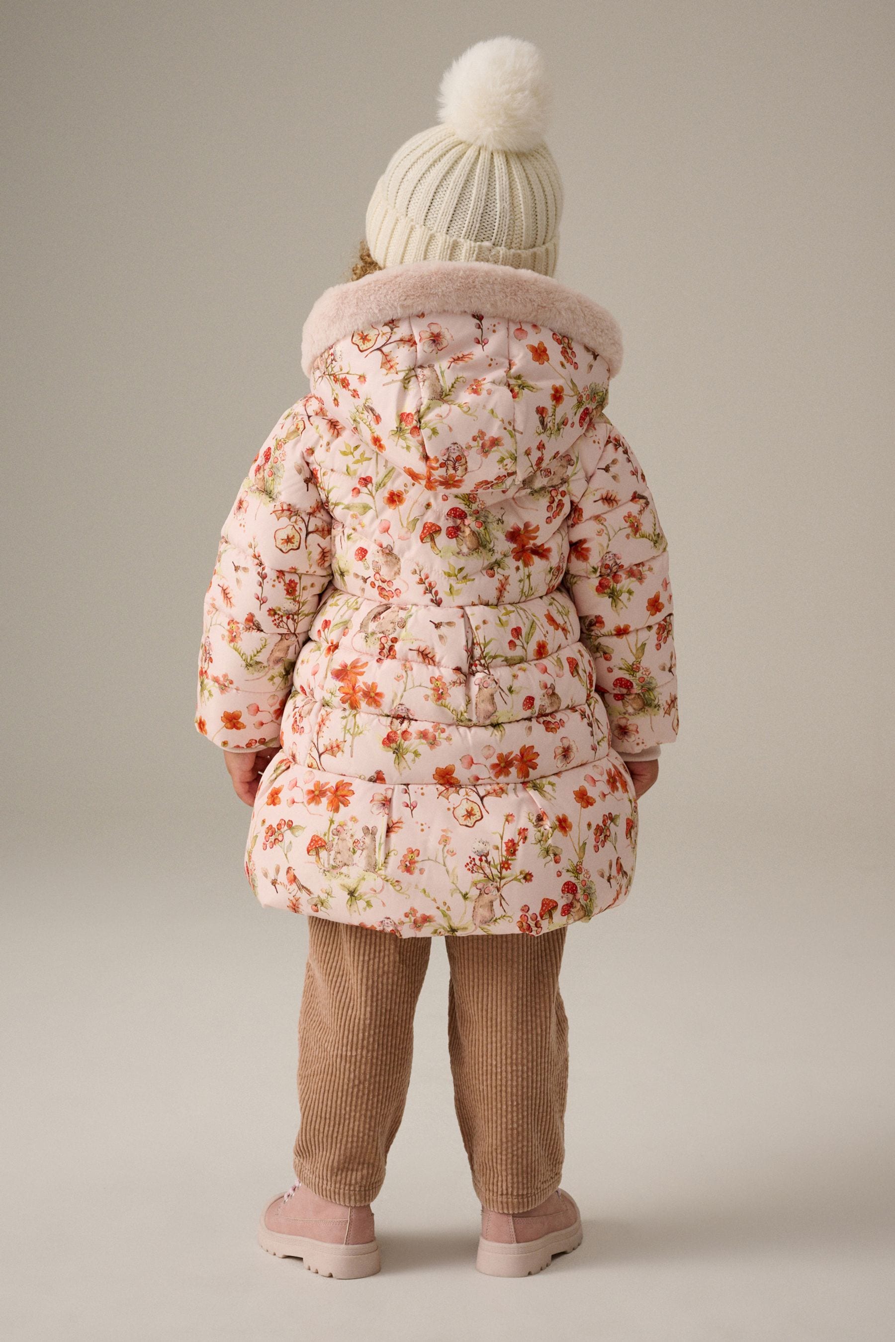 Cream Shower Resitant Printed Skirted Coat (12mths-7yrs)