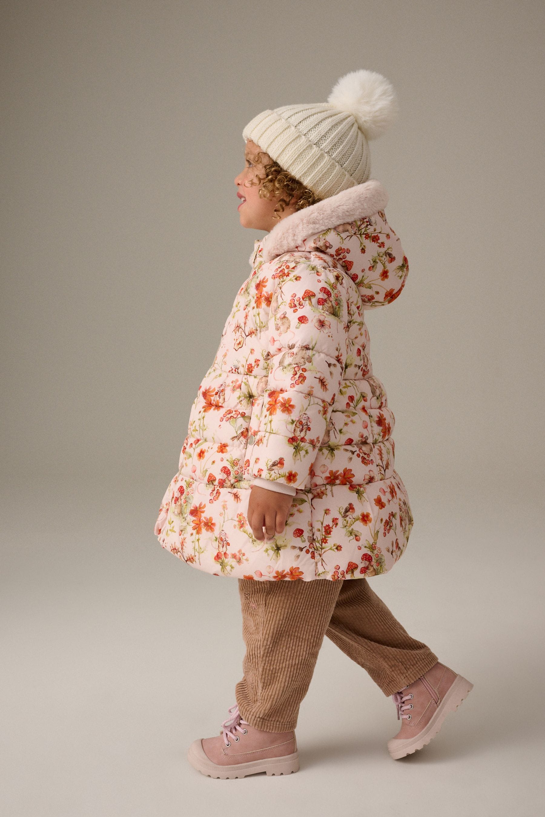 Cream Shower Resitant Printed Skirted Coat (12mths-7yrs)