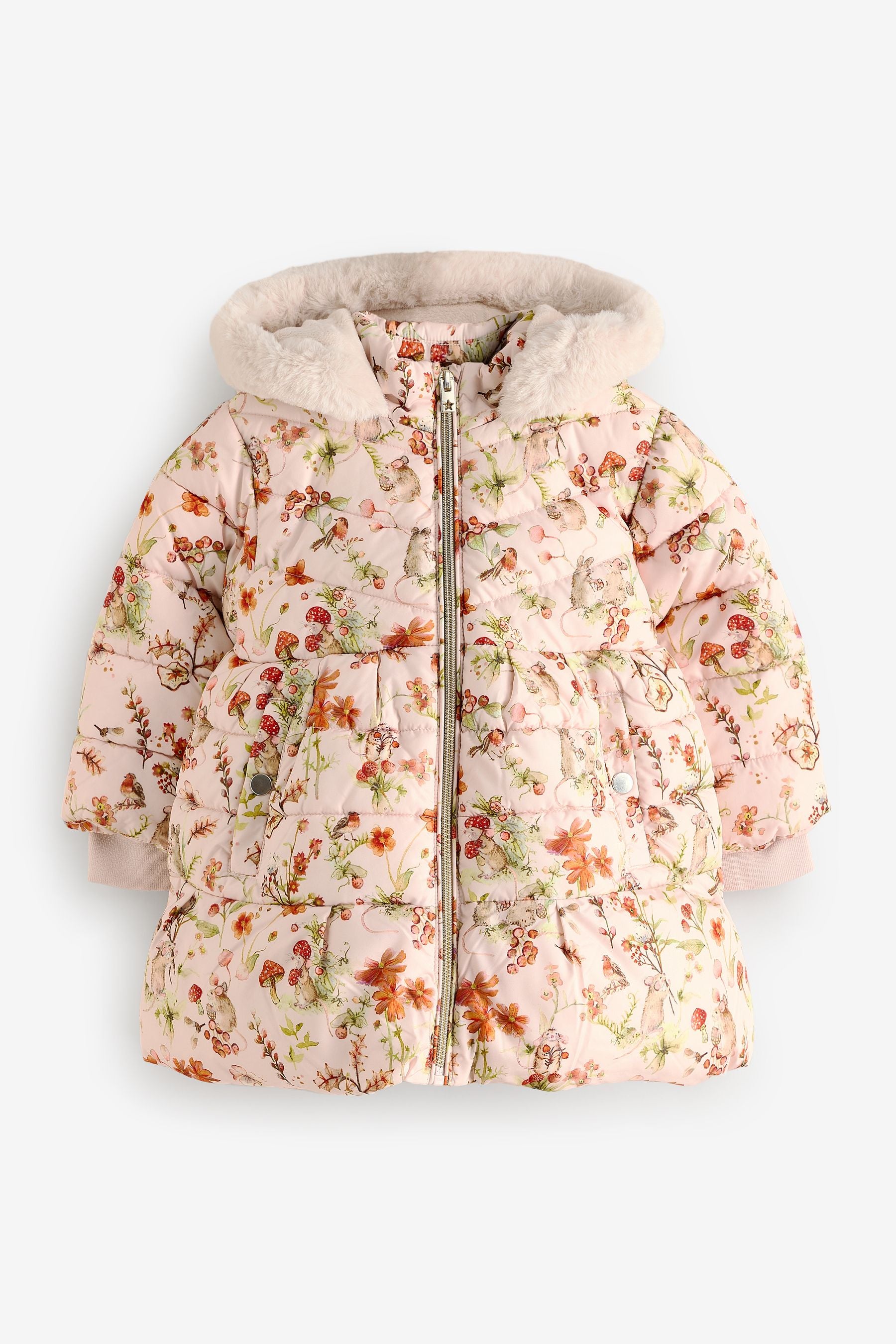 Cream Shower Resitant Printed Skirted Coat (12mths-7yrs)