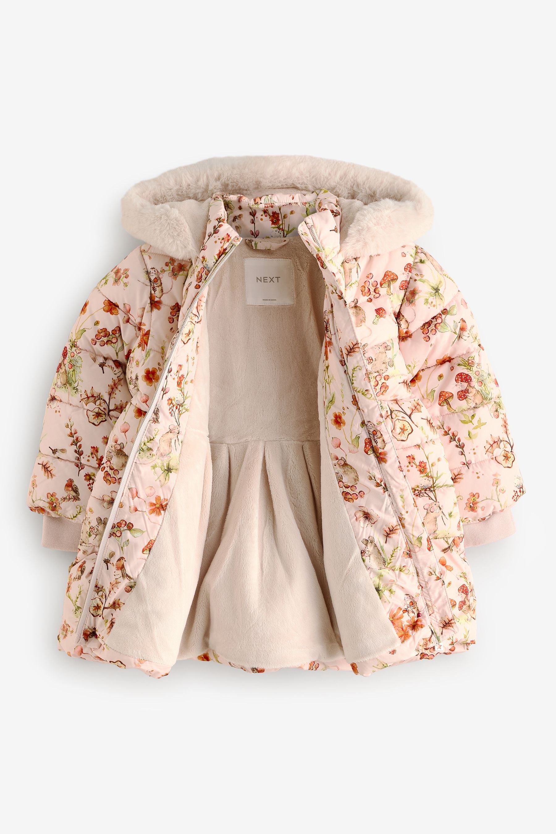 Cream Shower Resitant Printed Skirted Coat (12mths-7yrs)