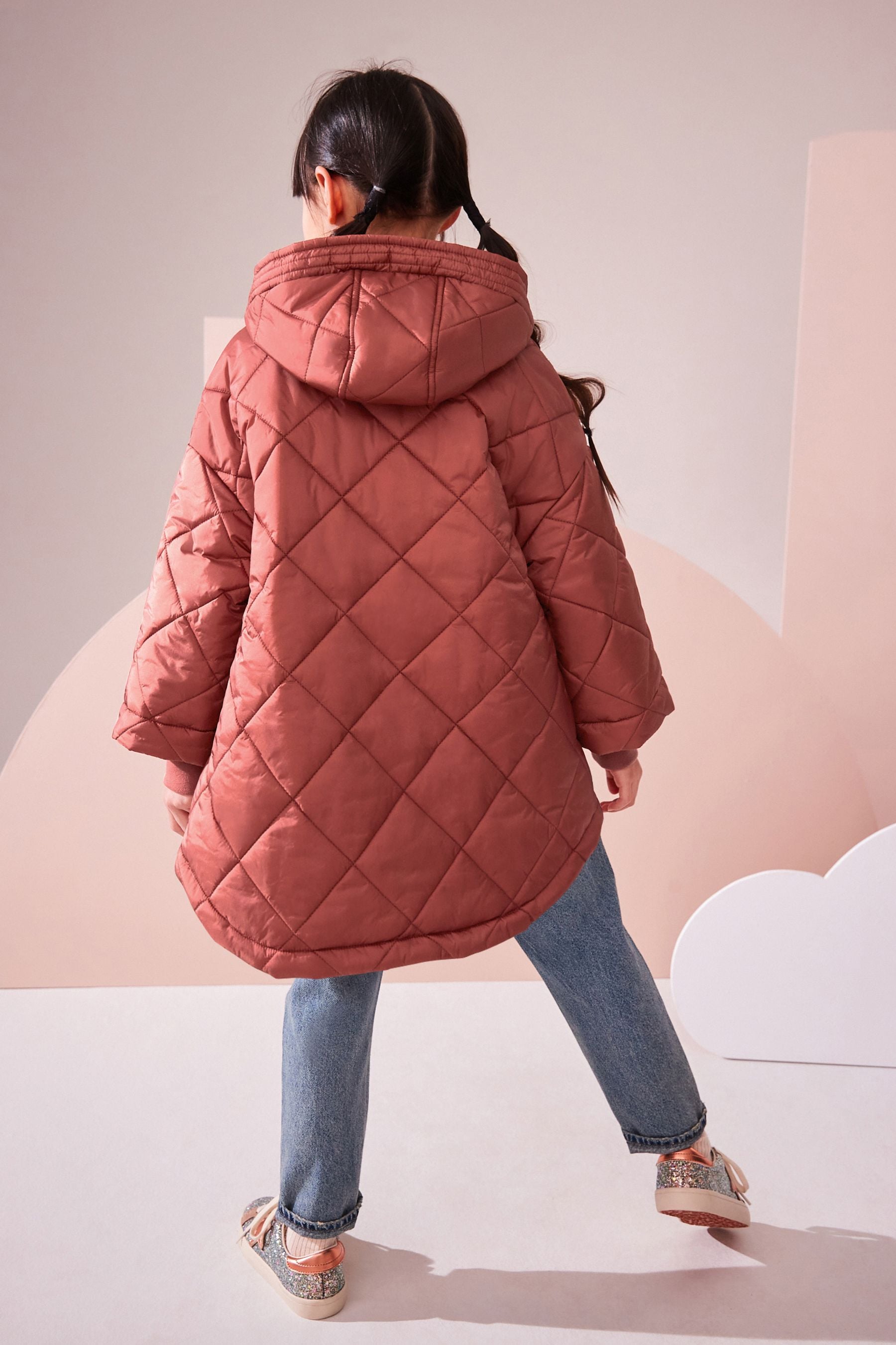 Rust Shower Resistant Oversized Quilted Coat (3-16yrs)