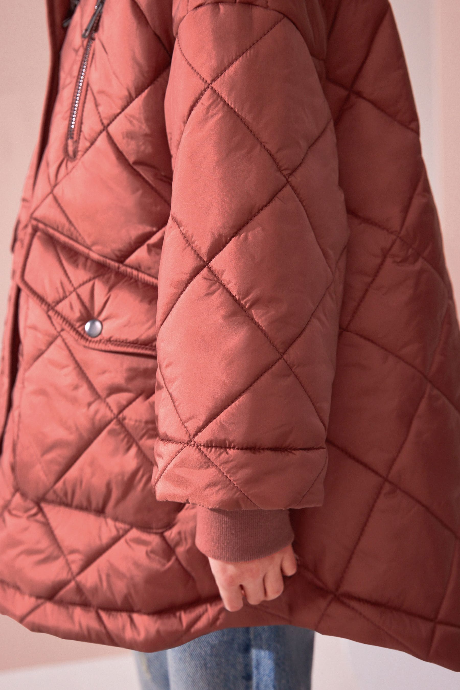 Rust Shower Resistant Oversized Quilted Coat (3-16yrs)