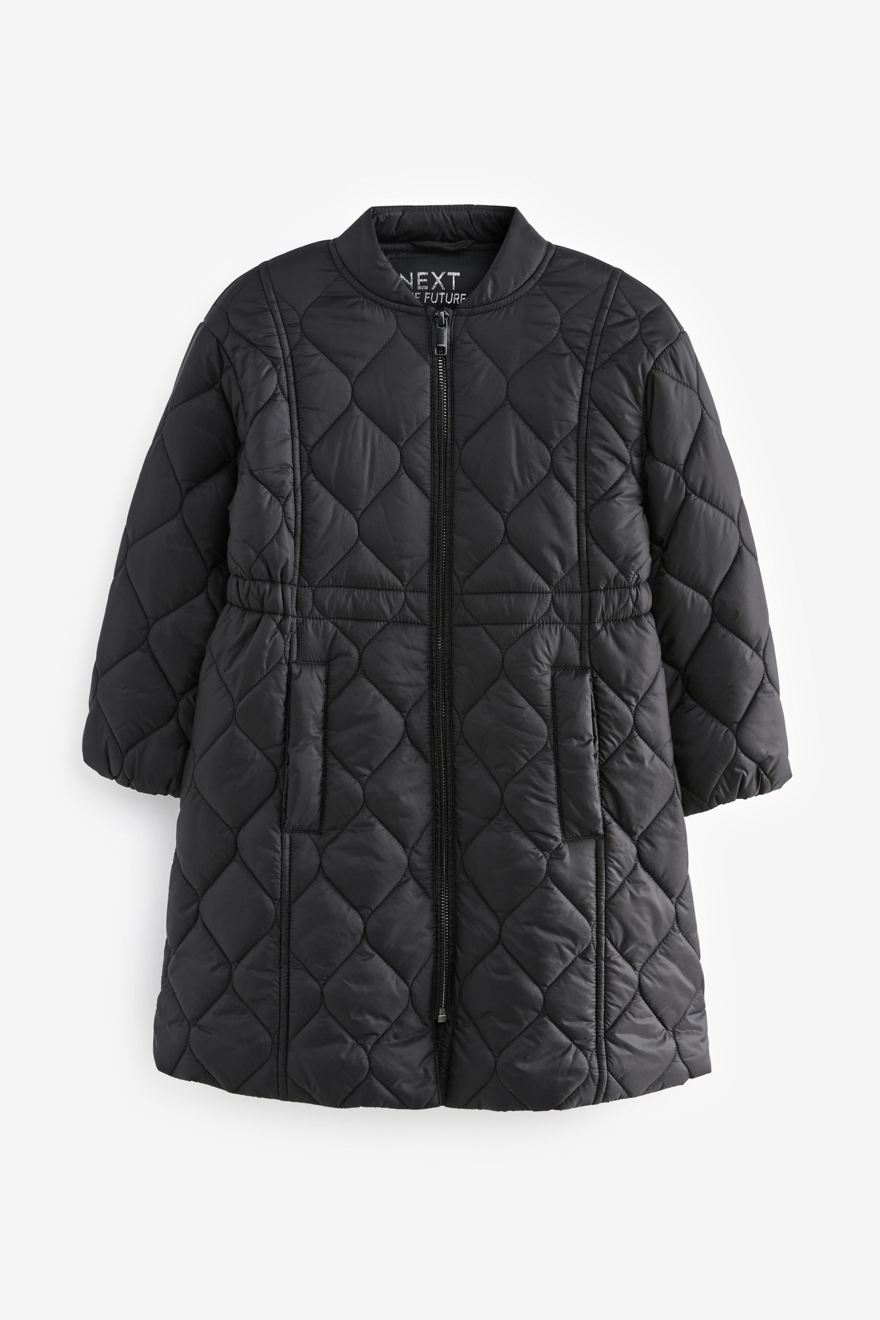 Black Shower Resistant Onion Quilted Coat (3-16yrs)