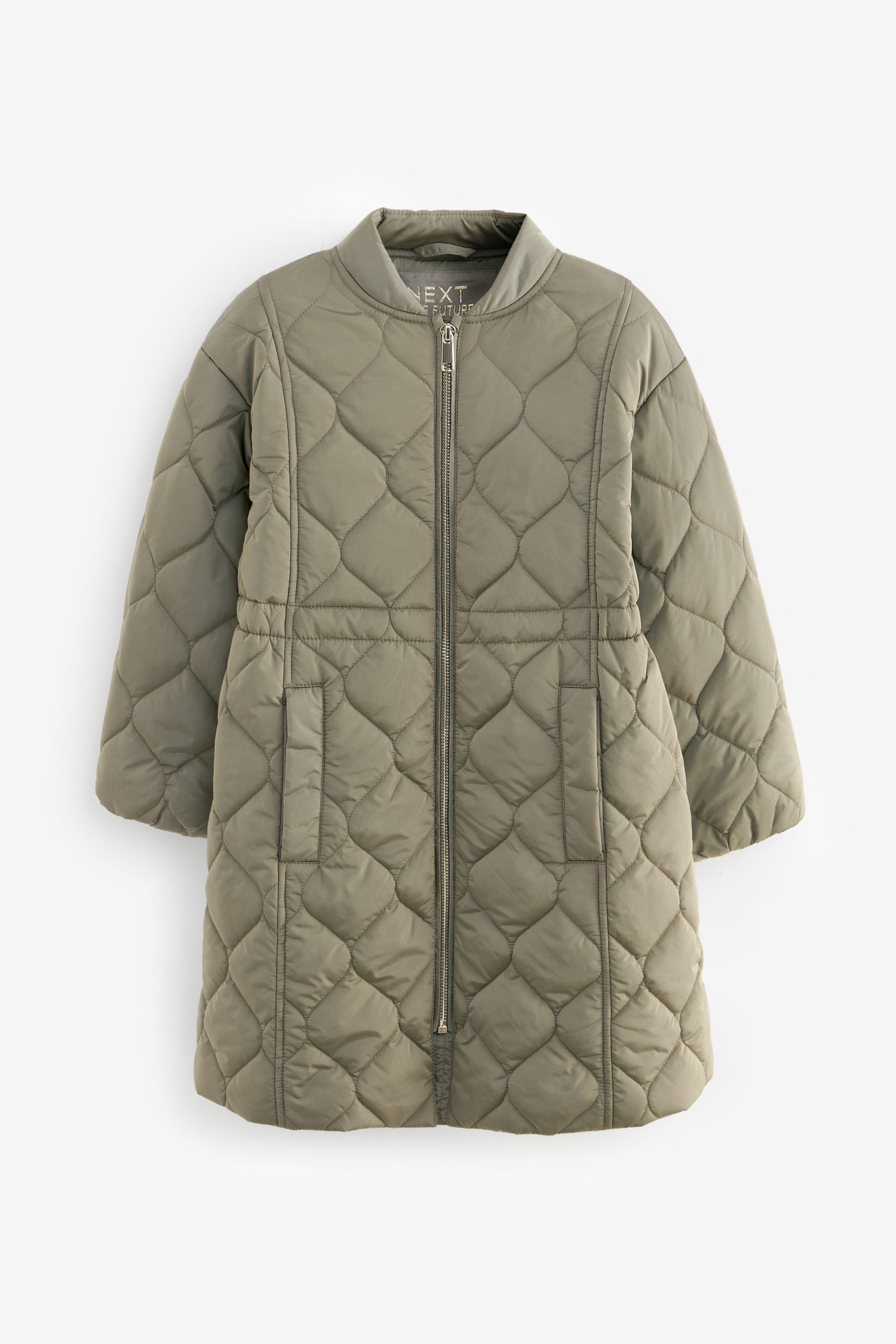 Khaki Green Shower Resistant Onion Quilted Coat (3-16yrs)