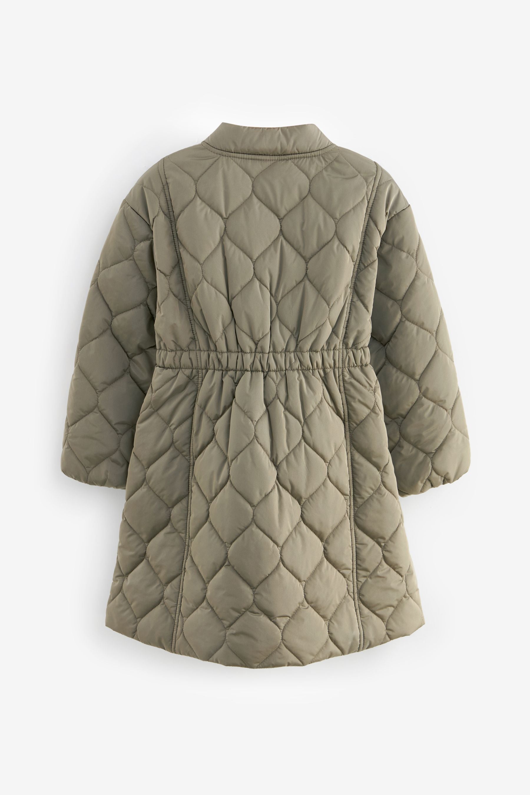 Khaki Green Shower Resistant Onion Quilted Coat (3-16yrs)