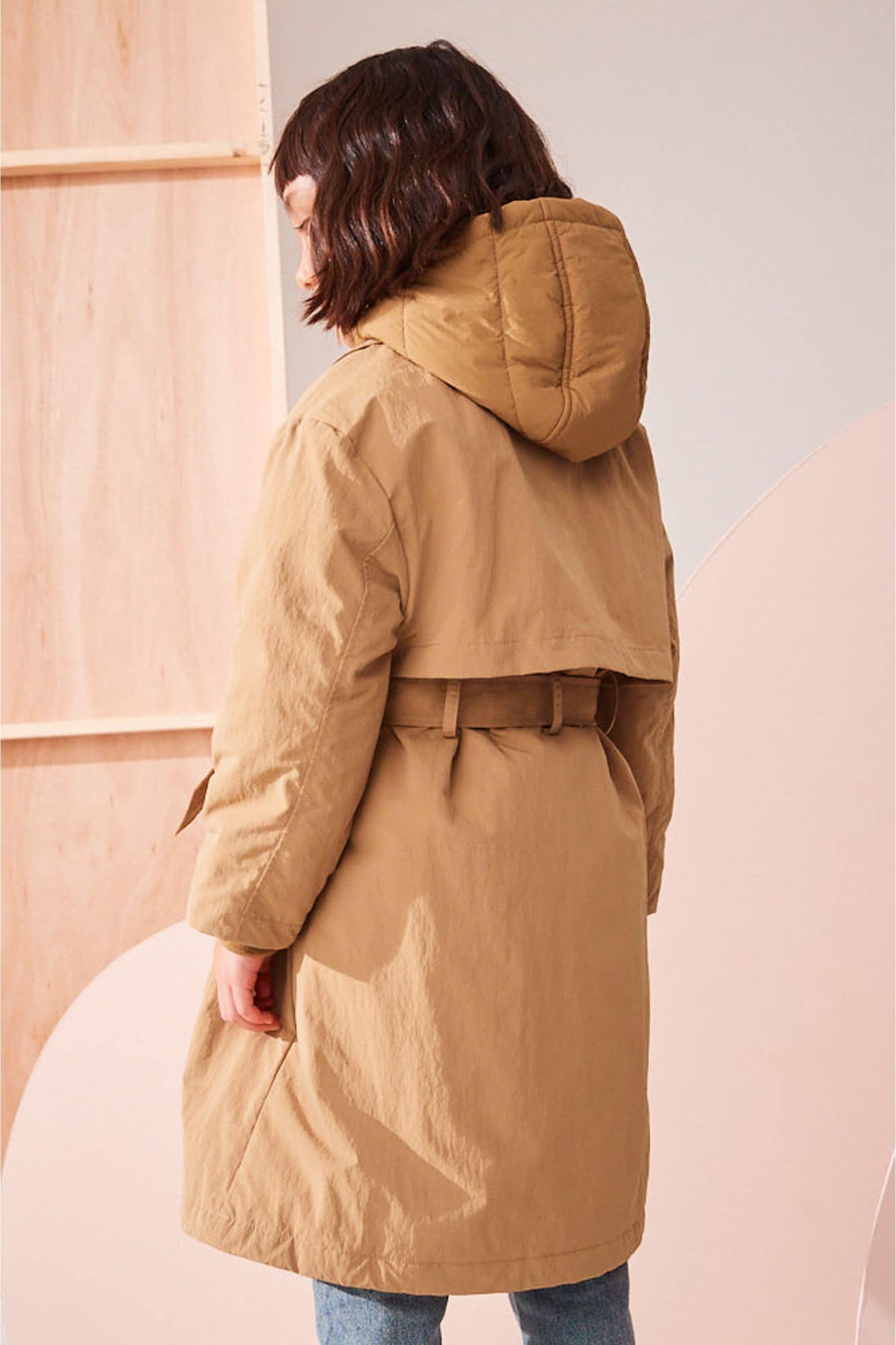 Camel Shower Resistant Double Layer Trench Coat (3-16yrs)