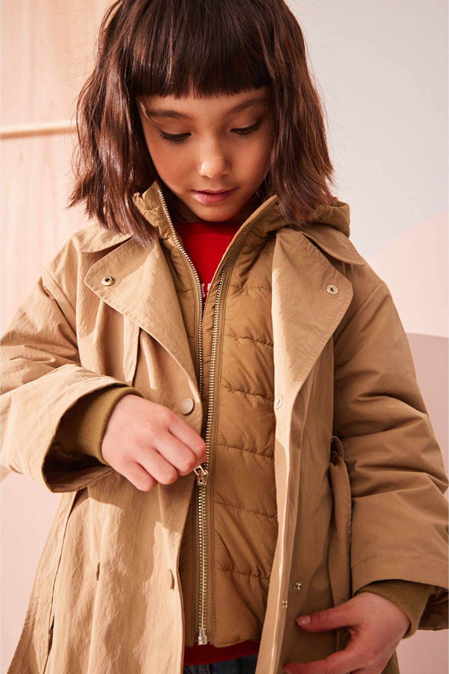 Camel Shower Resistant Double Layer Trench Coat (3-16yrs)