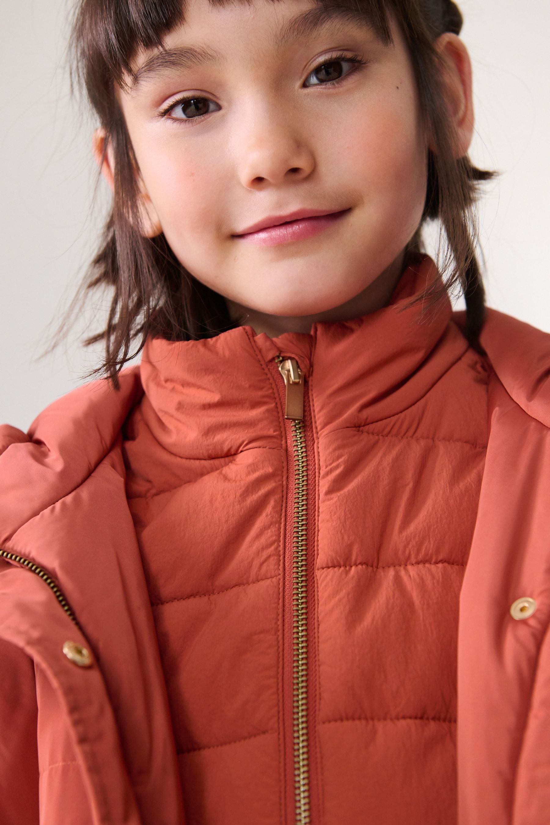 Rust Brown Shower Resistant Double Layer Parka (3-16yrs)