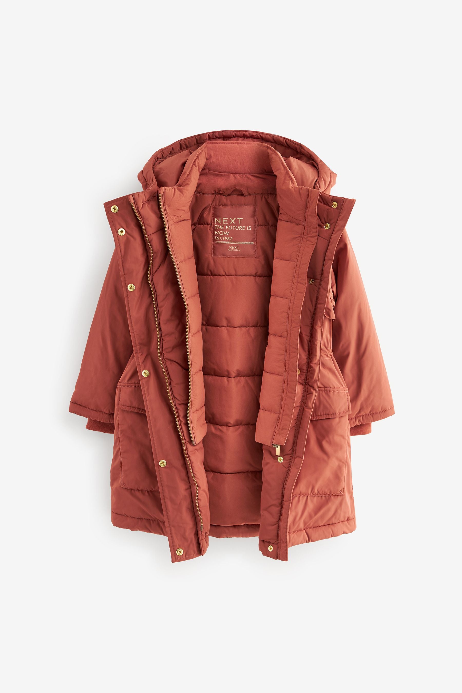 Rust Brown Shower Resistant Double Layer Parka (3-16yrs)