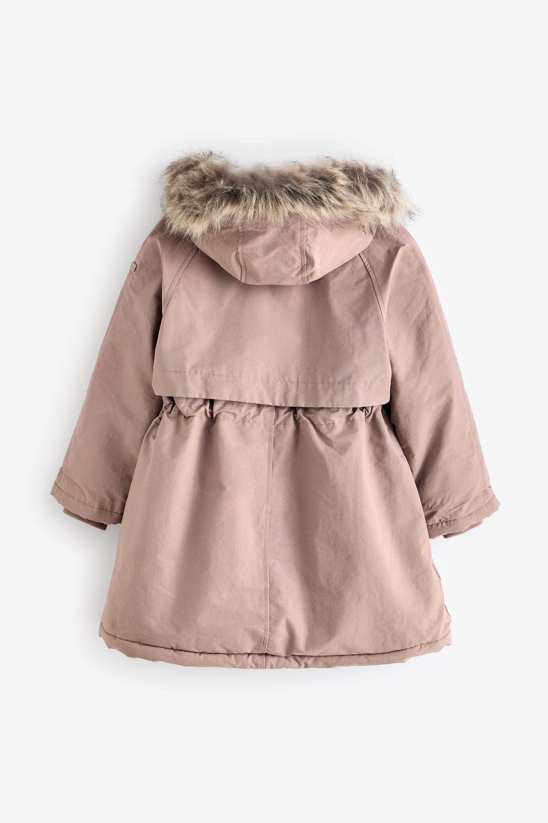 Pink Shower Resistant Faux Fur Trim Parka (3-16yrs)