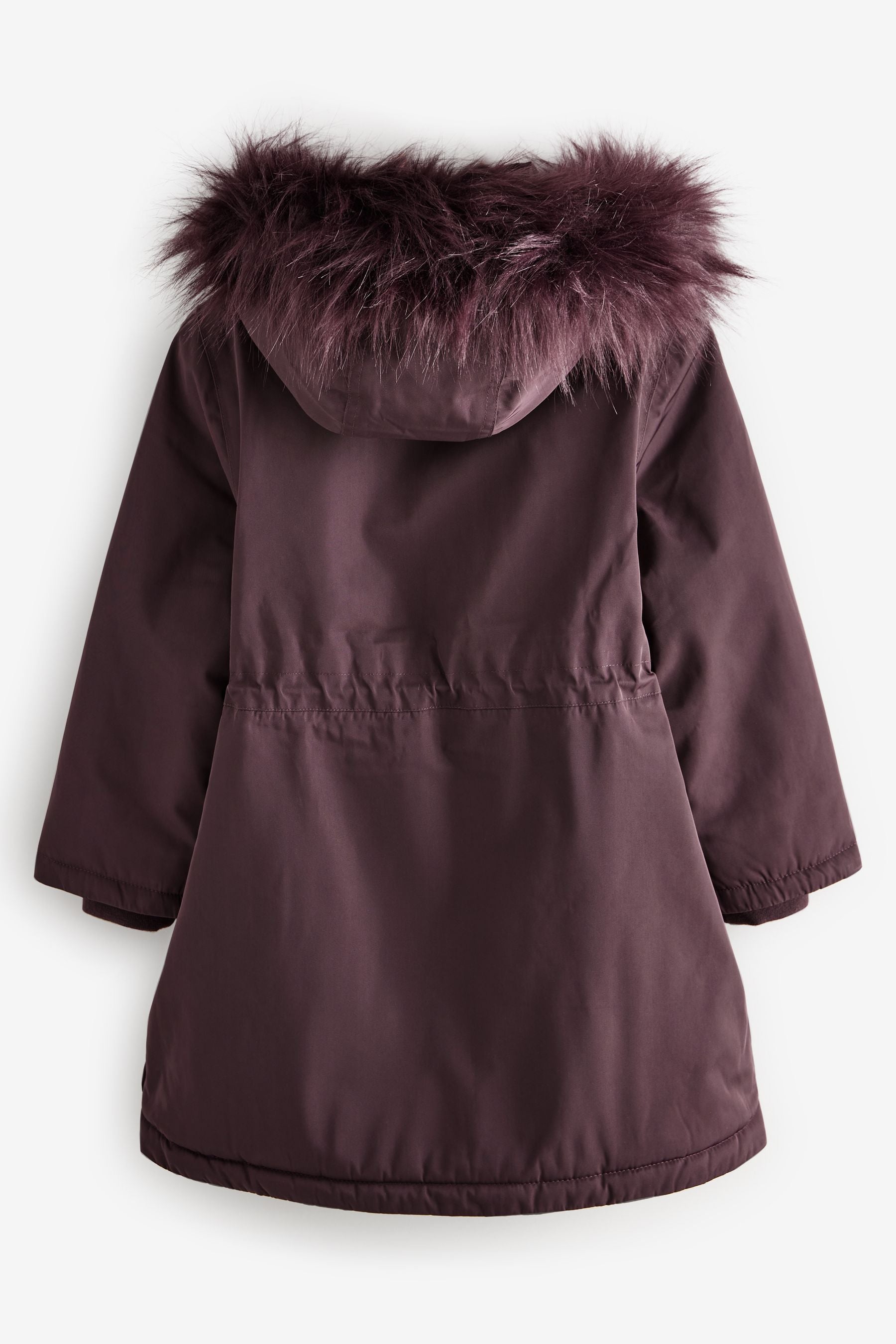 Purple Waterproof Faux Fur Trim Hood Parka Coat (3-16yrs)