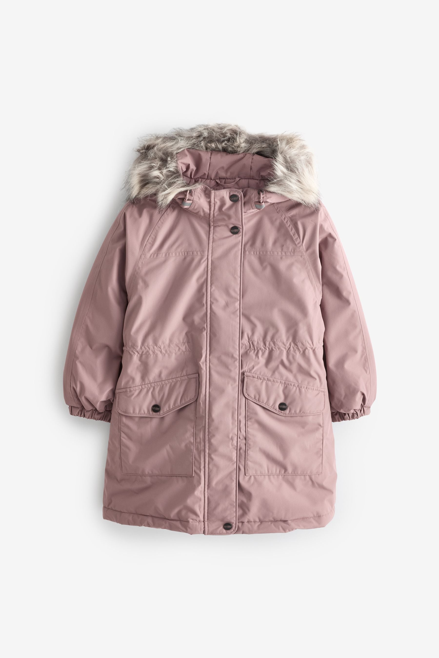 Pink Waterproof Faux Fur Trim Hood Parka Coat (3-16yrs)