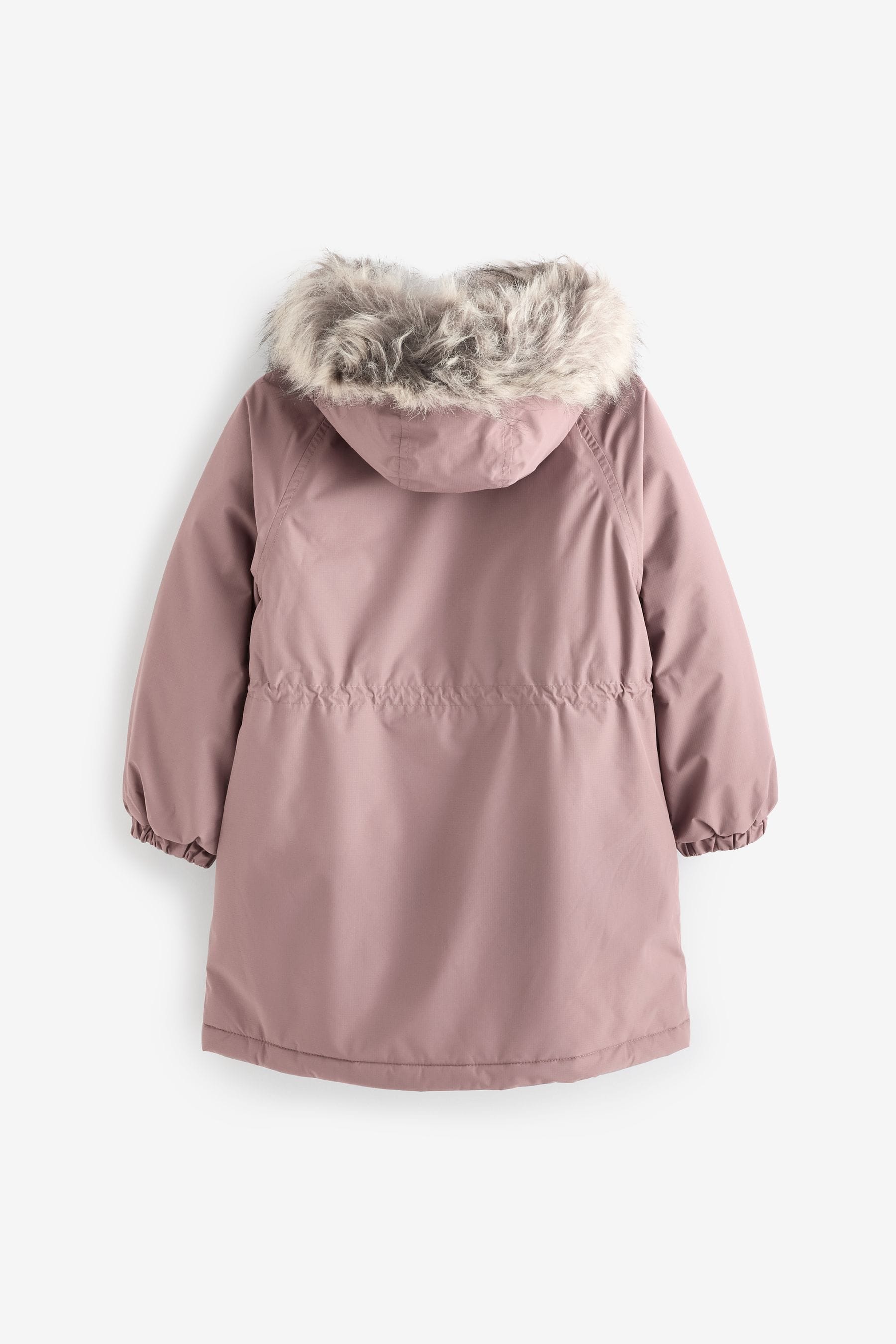 Pink Waterproof Faux Fur Trim Hood Parka Coat (3-16yrs)