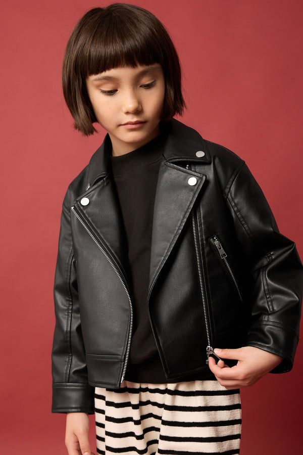 Black PU Biker Jacket (3-16yrs)