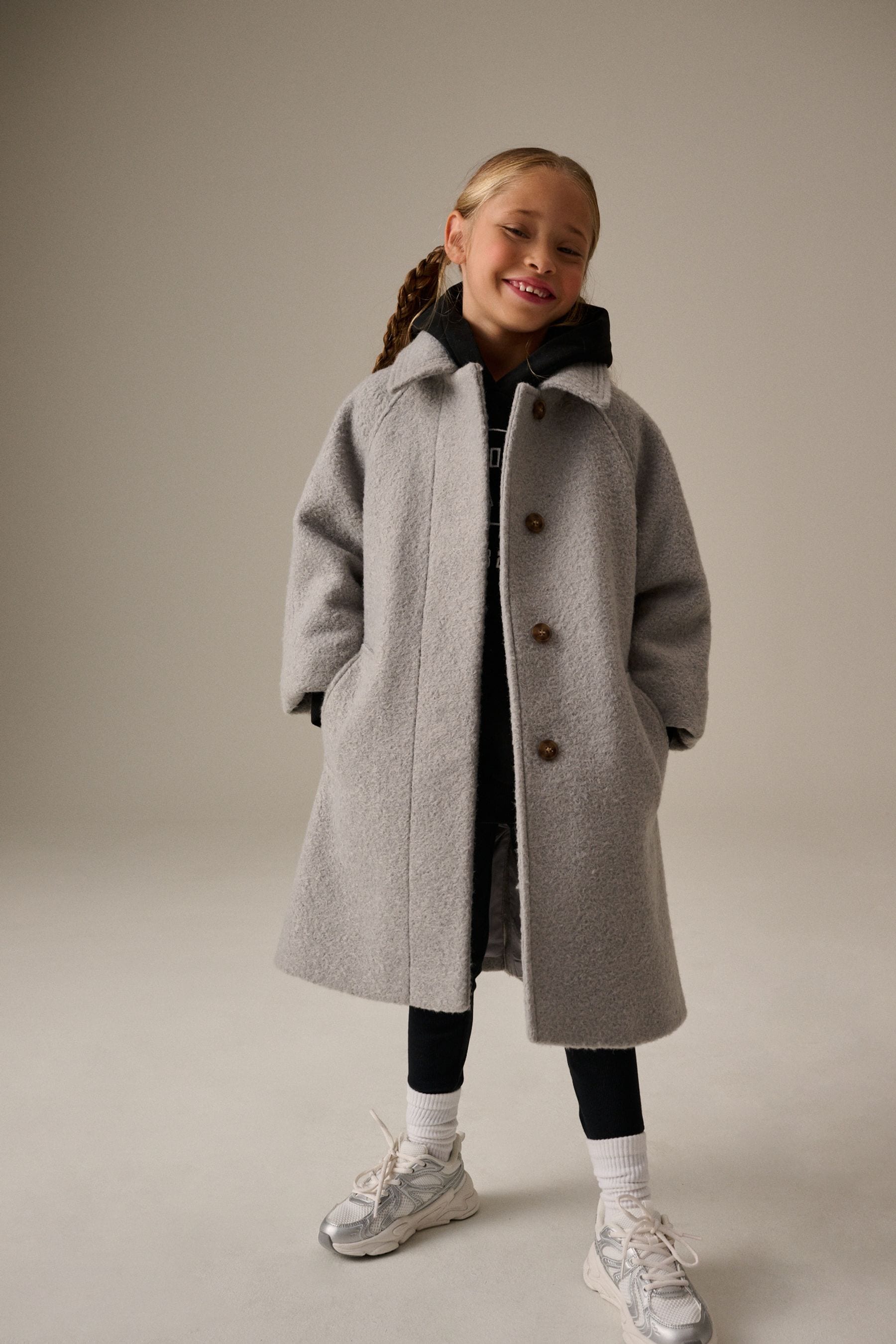 Grey Relaxed Fit Overcoat (3-16yrs)