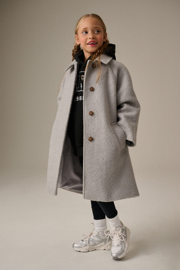 Grey Relaxed Fit Overcoat (3-16yrs)