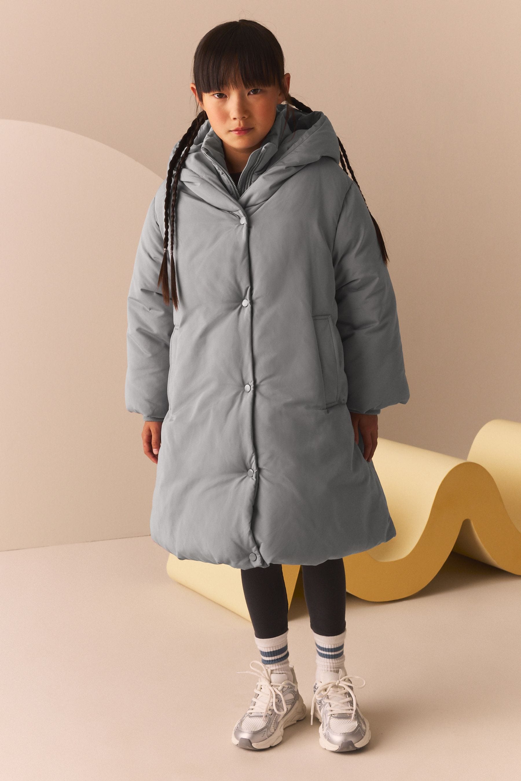 Grey Shower Resistant Double Layer Padded Coat (3-16yrs)