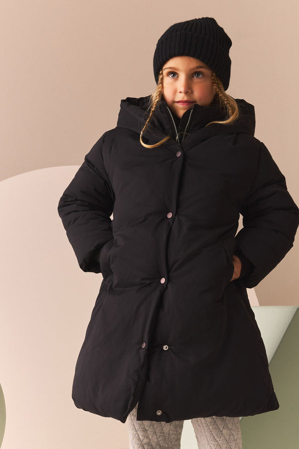 Black Shower Resistant Double Layer Padded Coat (3-16yrs)