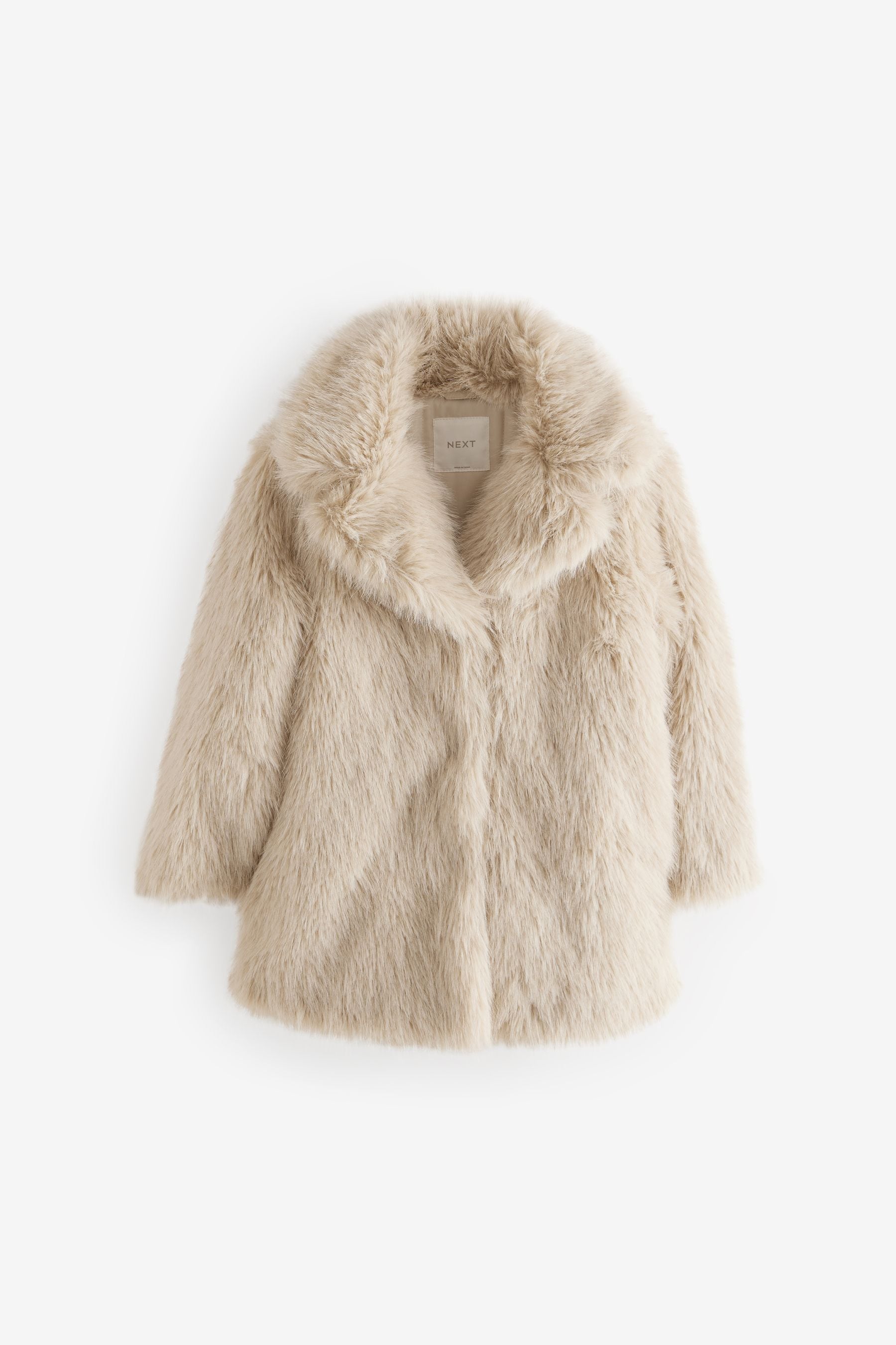 Cream Cream Faux Fur Coat (3-16yrs)