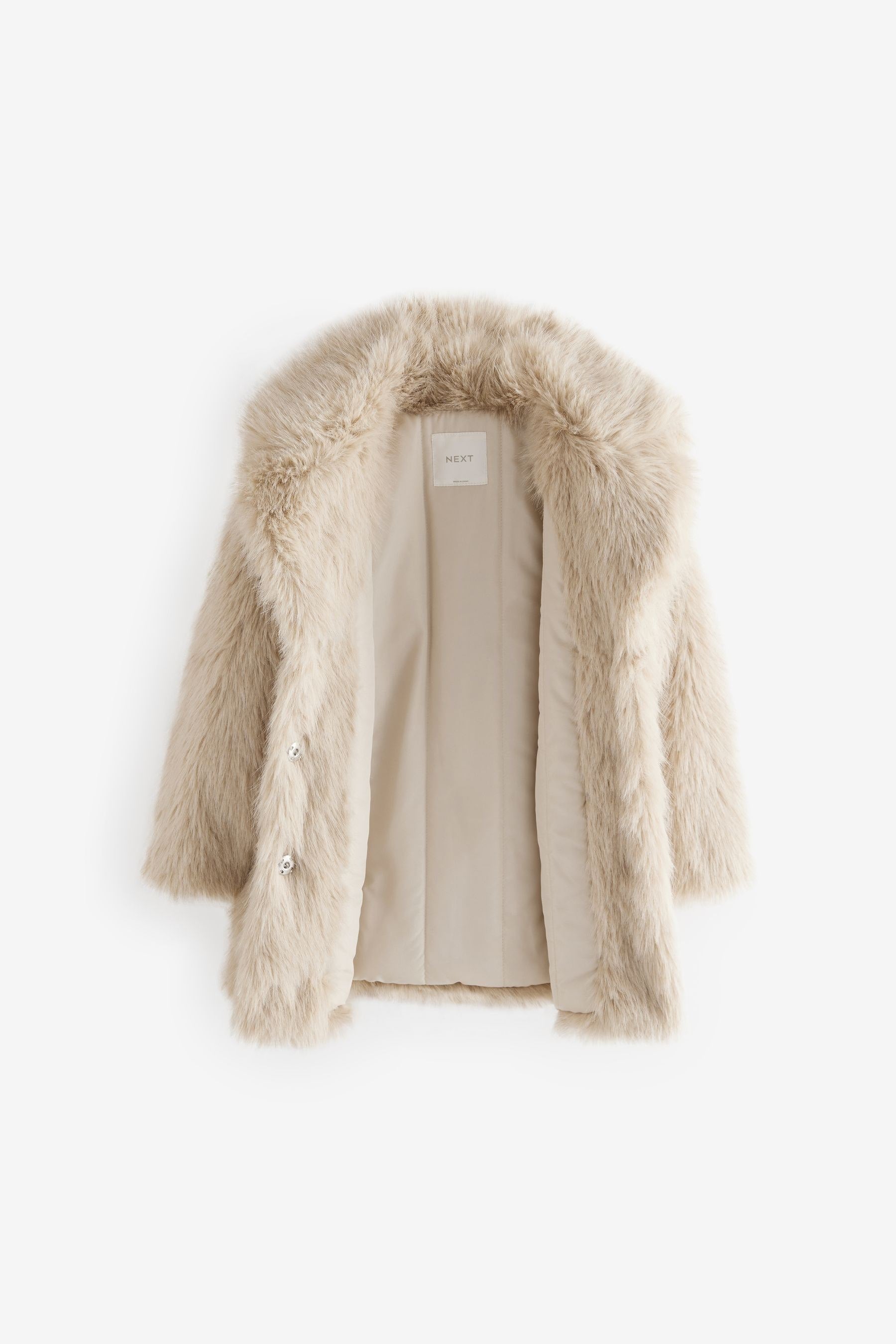 Cream Cream Faux Fur Coat (3-16yrs)