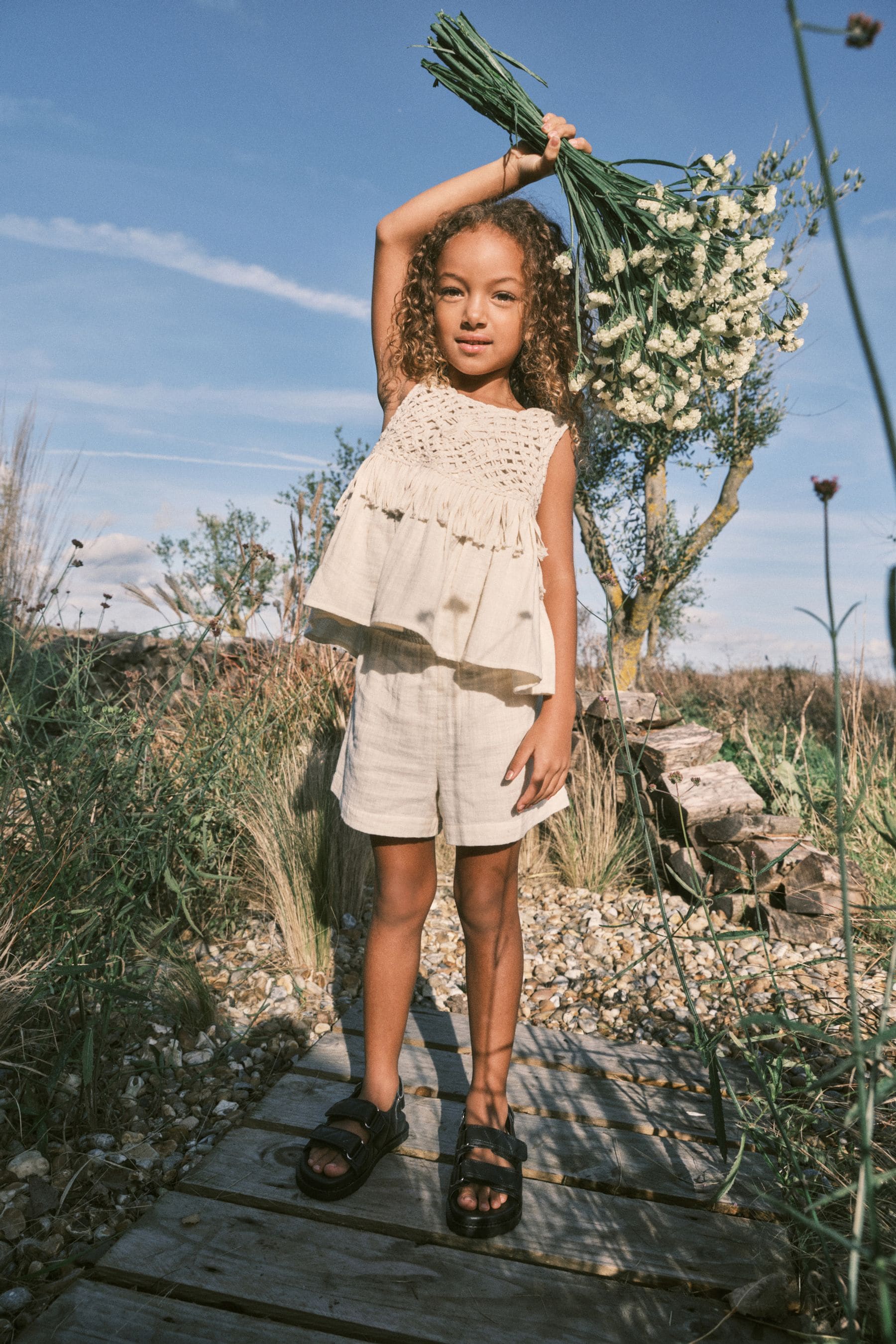 Cream Macramé Detail Co-ord Set (3-16yrs)