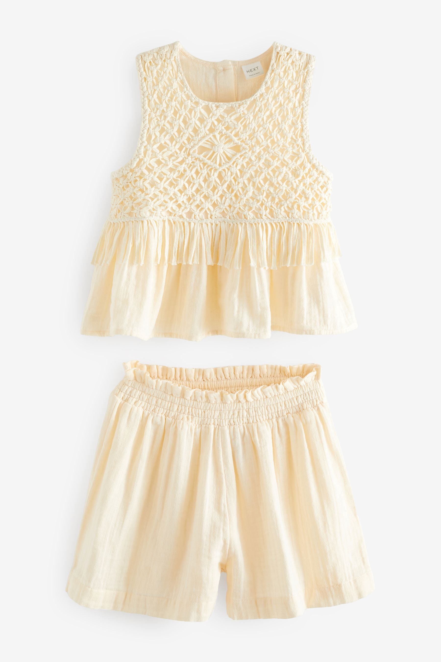 Cream Macram?© Detail Co-ord Set (3-16yrs)