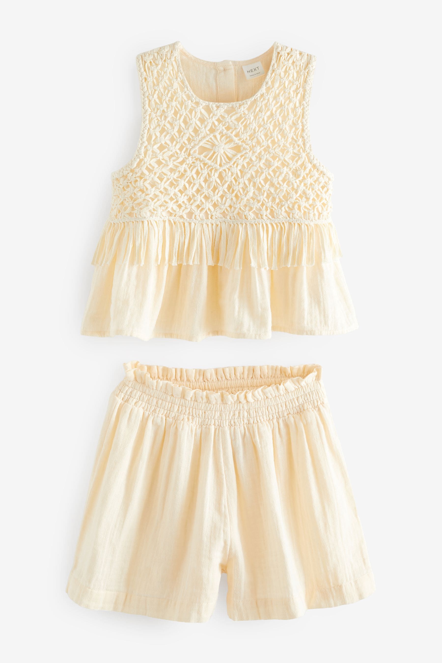 Cream Macramé Detail Co-ord Set (3-16yrs)