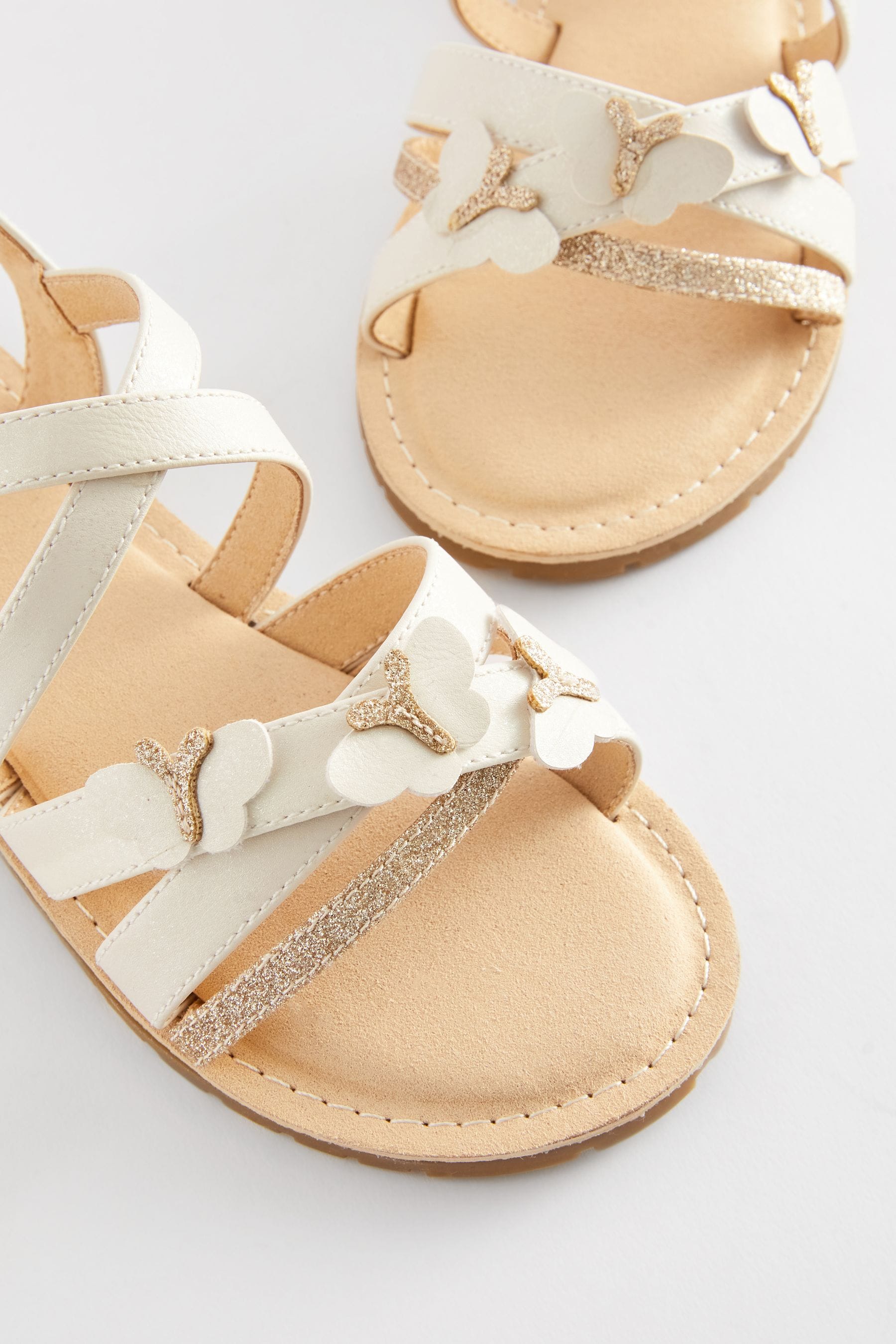 White Gold Butterfly Sandals