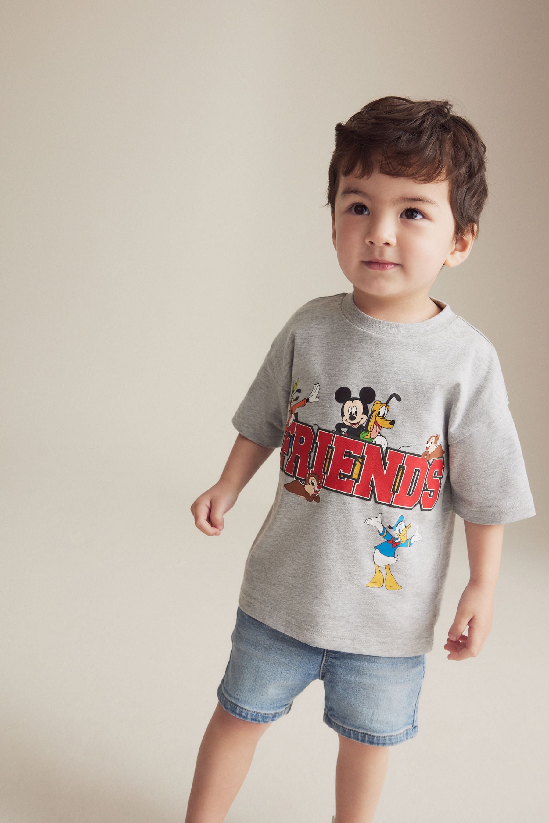 Grey Mickey Friends Short Sleeve T-Shirt (3mths-8yrs)