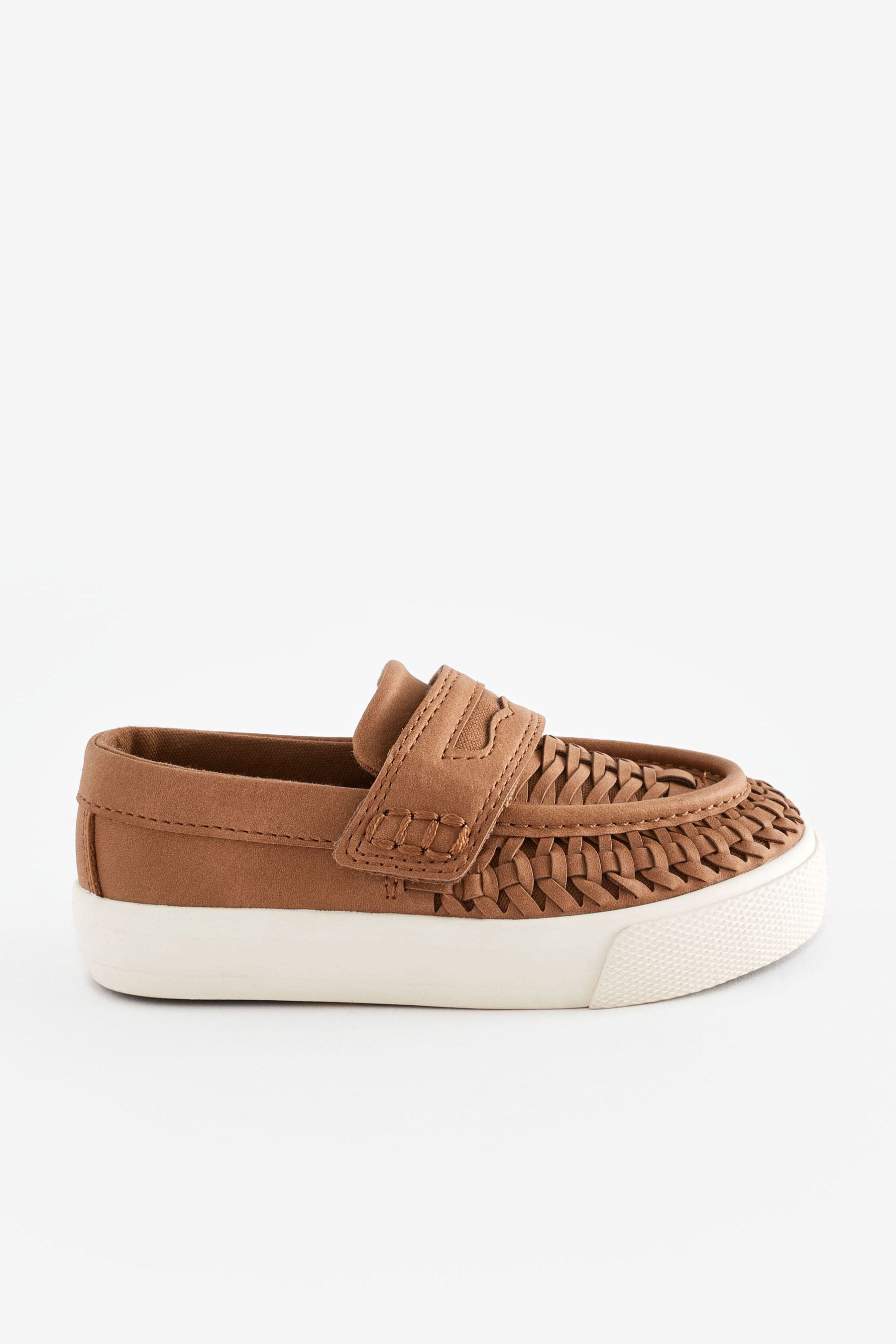 Tan Brown Woven Loafers