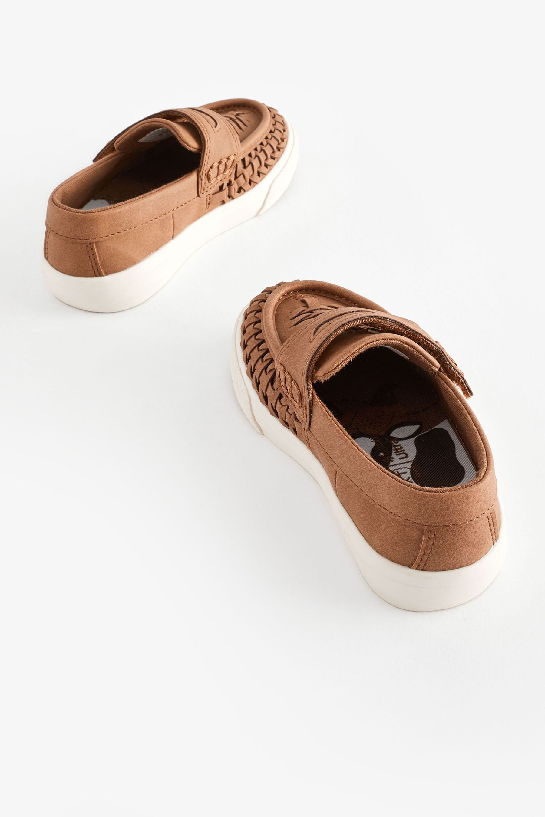 Tan Brown Woven Loafers