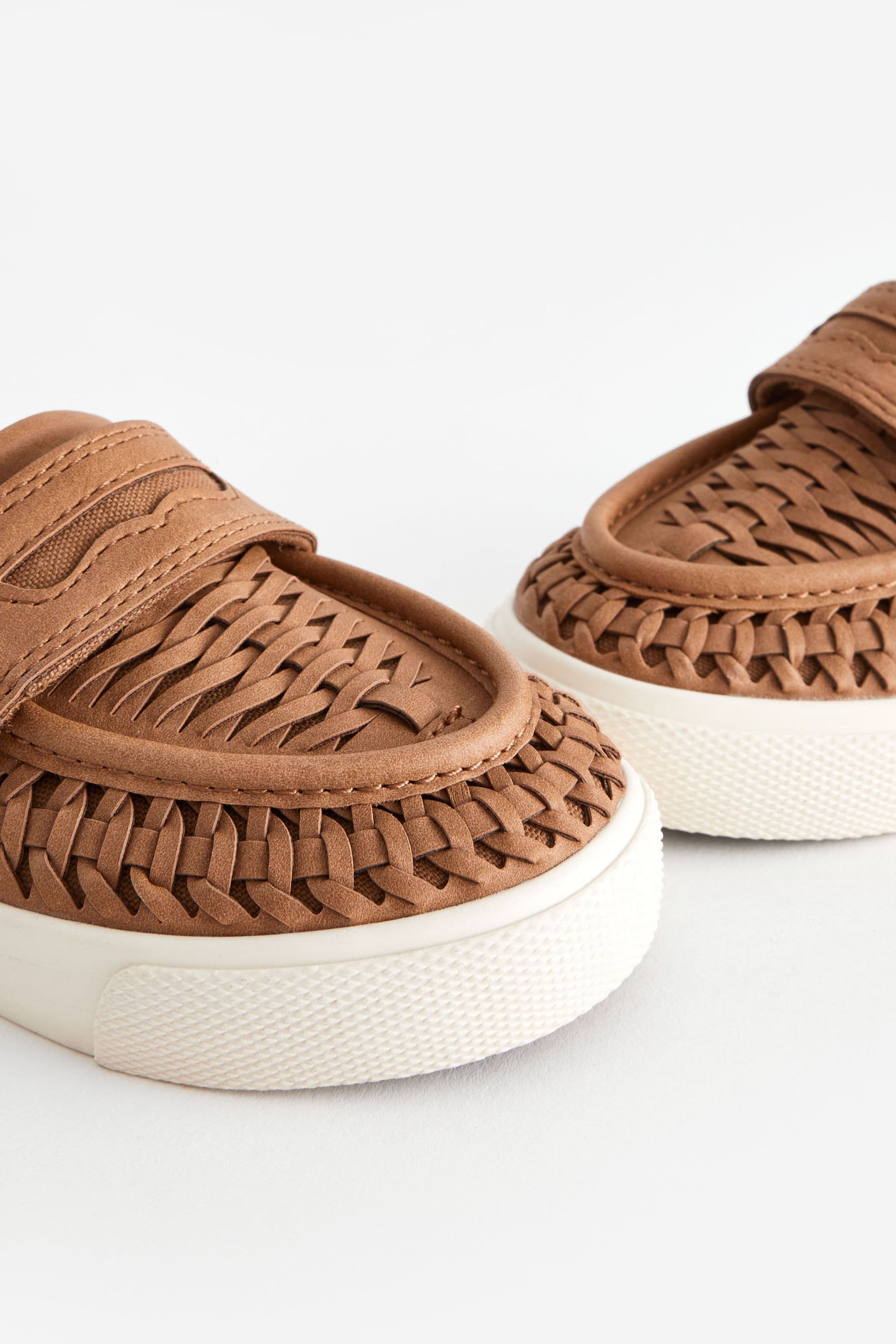 Tan Brown Woven Loafers