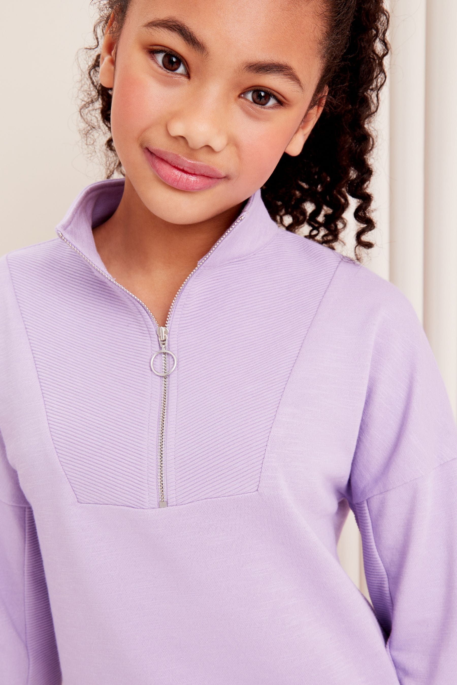 Lilac Purple Half Zip Funnel Neck Hoodie (5-16yrs)