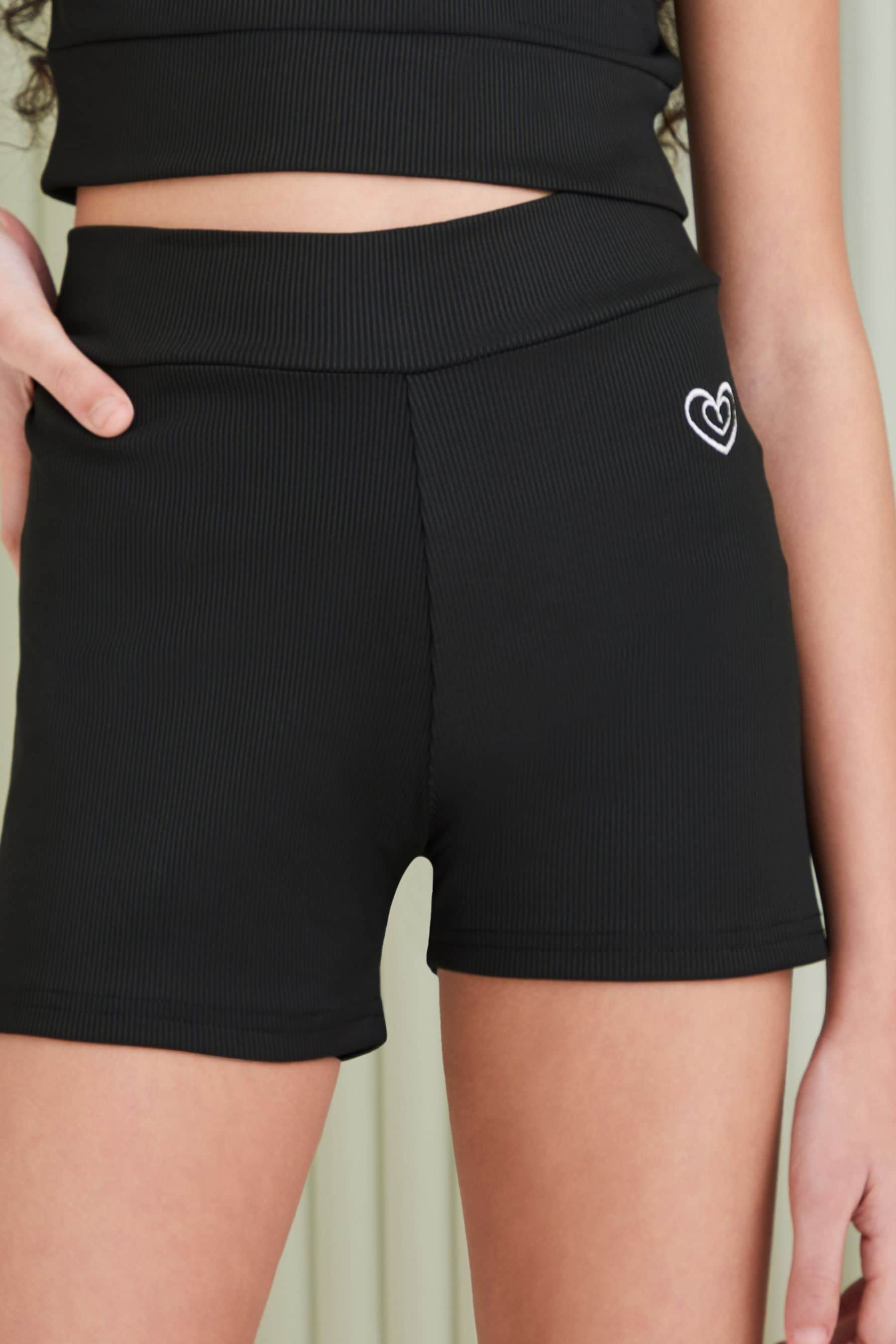 Black Short Length High Waist Active Cycling Short