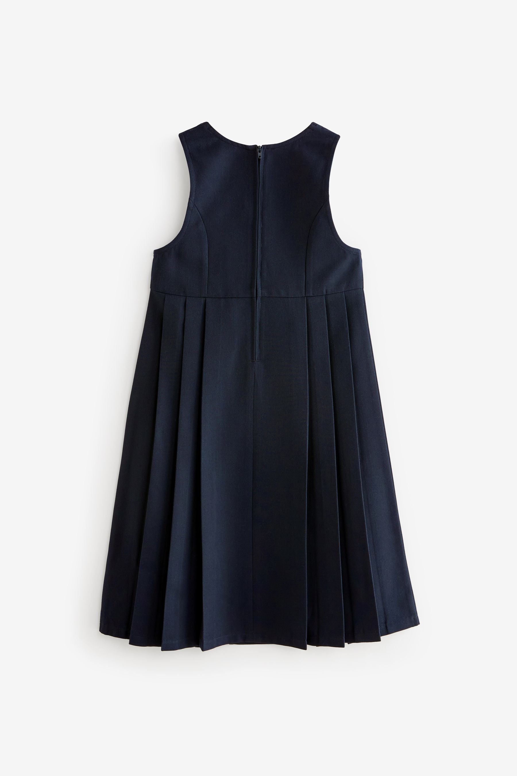 Navy Blue Asymmetric Button Front Long Pinafore School Dress (3-14yrs)