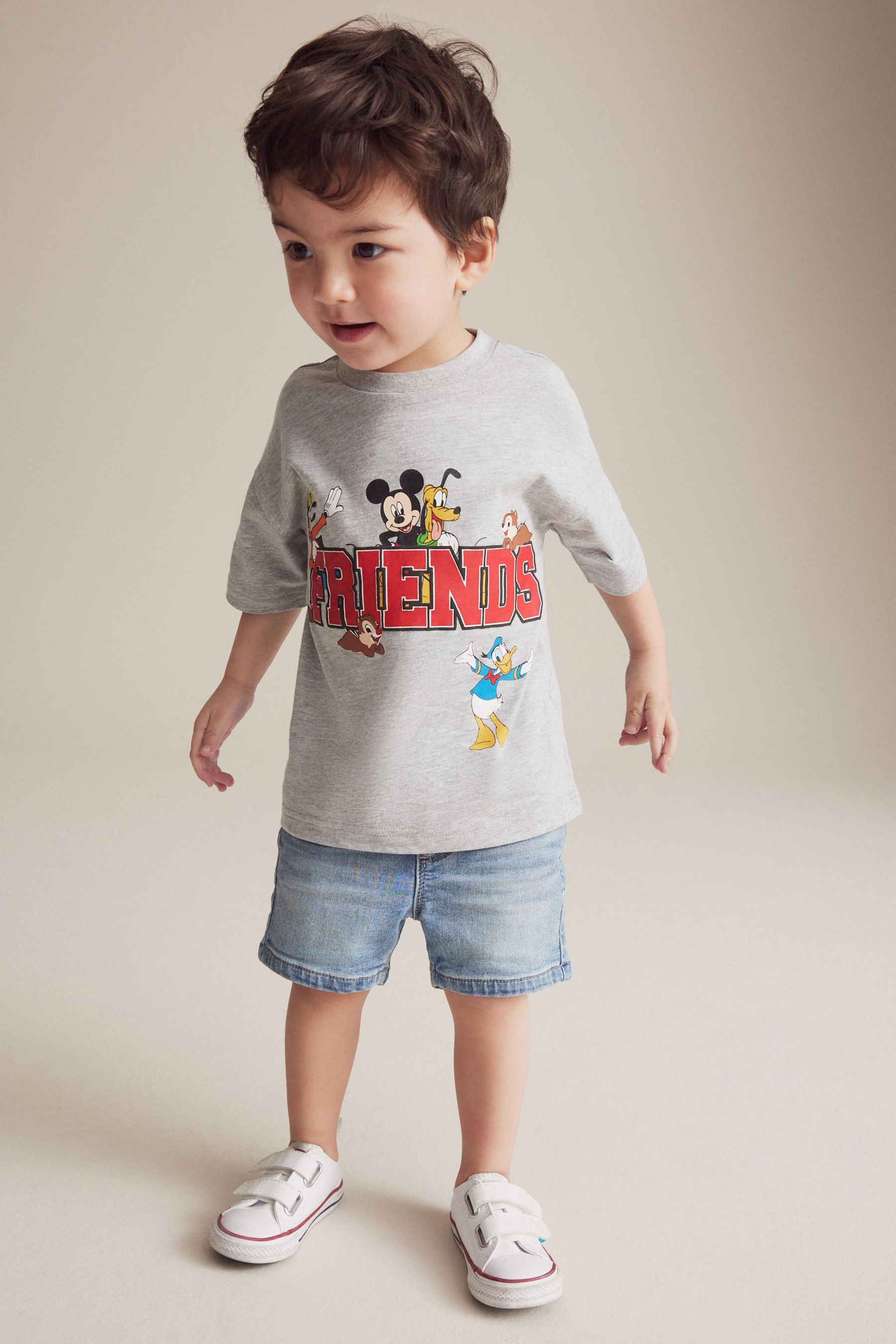 Grey Mickey Friends Short Sleeve T-Shirt (3mths-8yrs)