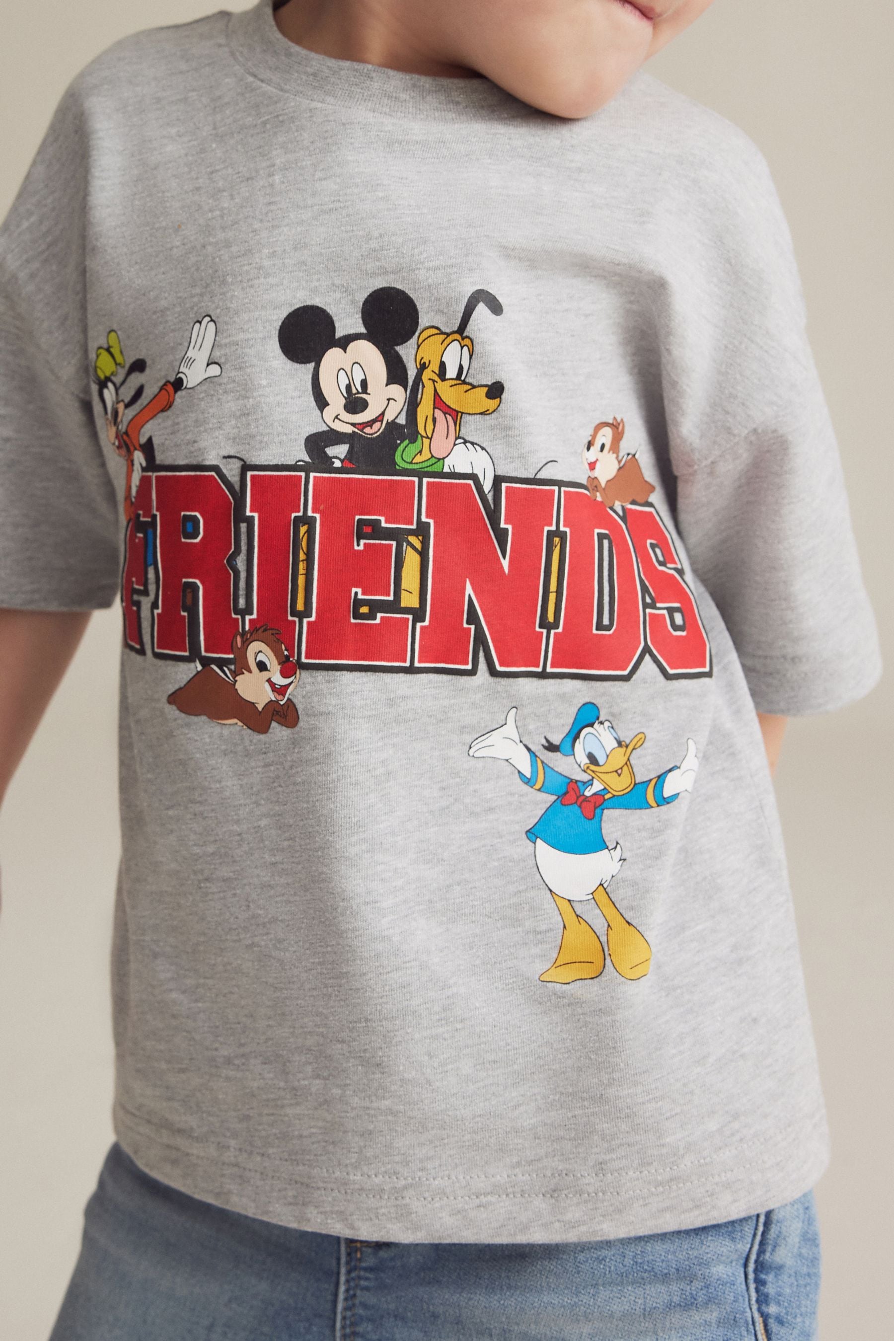 Grey Mickey Friends Short Sleeve T-Shirt (3mths-8yrs)