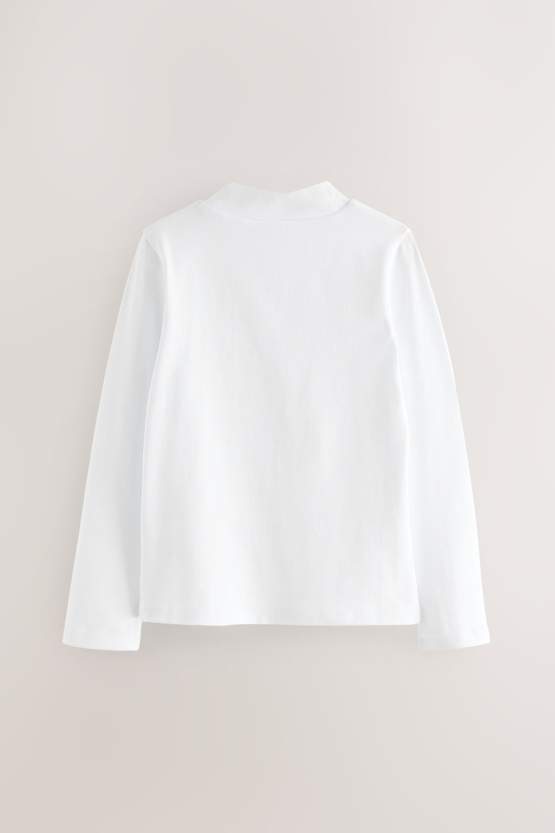 White 2 Pack Long Sleeve Cotton Stretch High Neck Tops (3-14yrs)