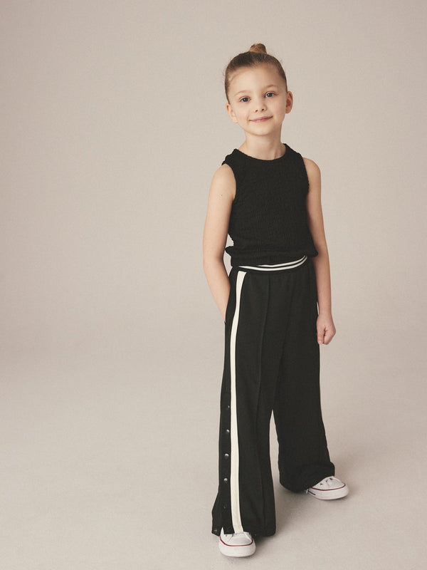 Black Wide Leg Popper Joggers (3-16yrs)