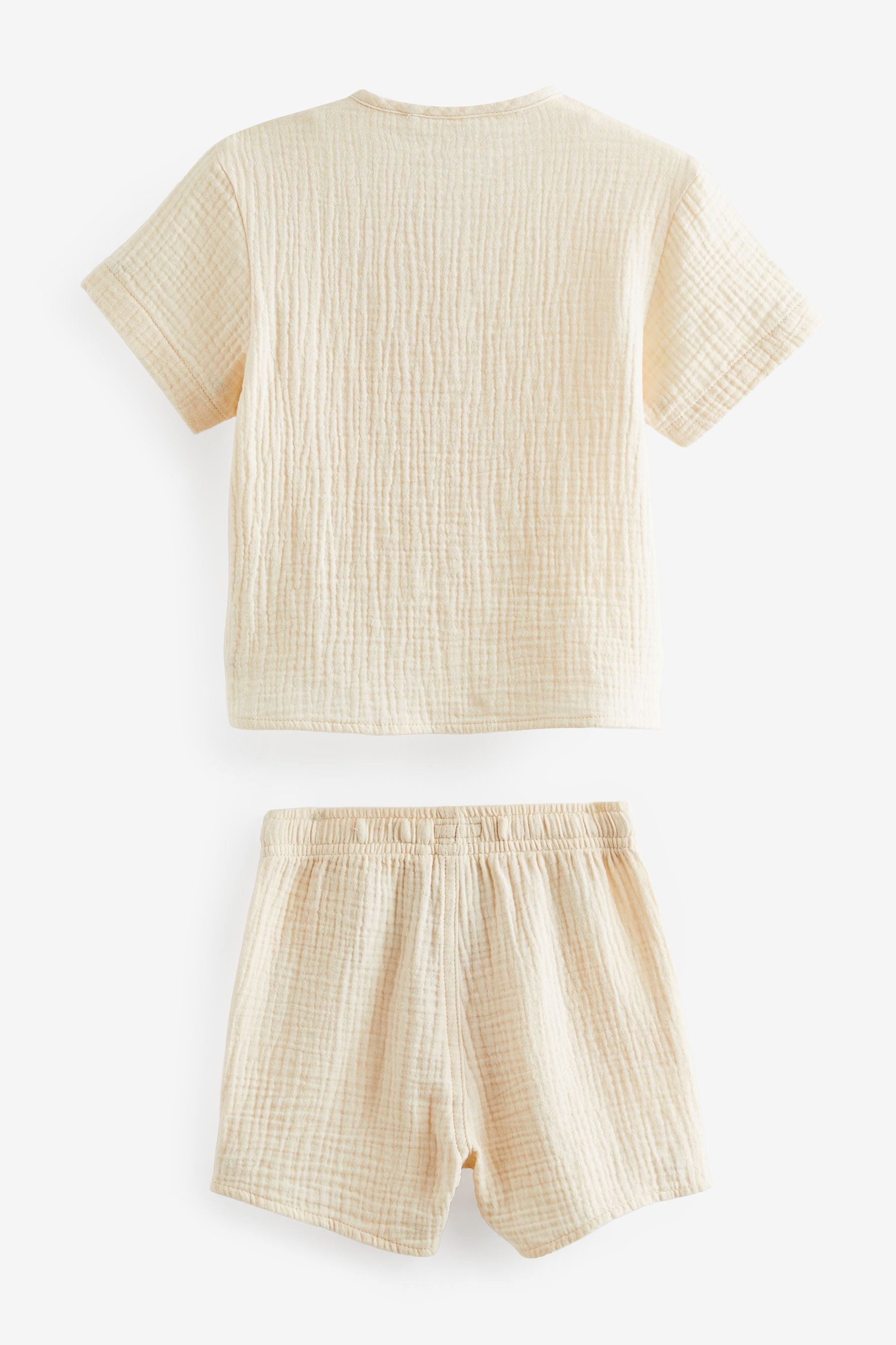 Neutral Short Sleeves Shirt And Short Set (3mths-7yrs)