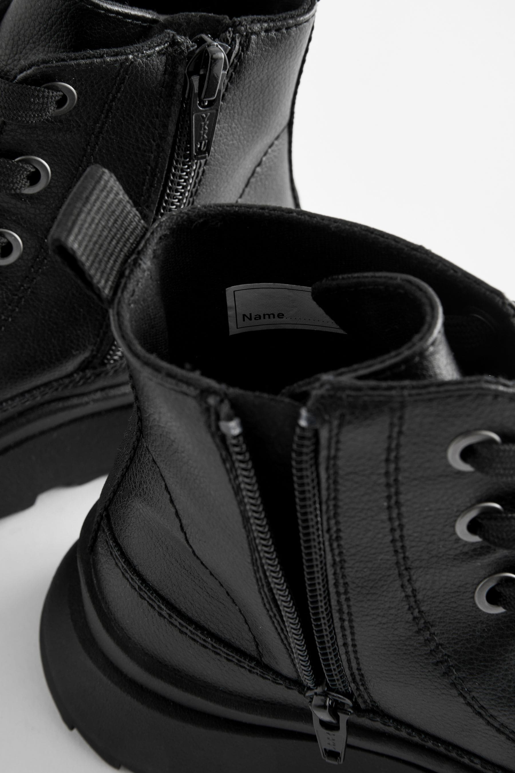 Black School Extra Chunky Lace-Up Trainers