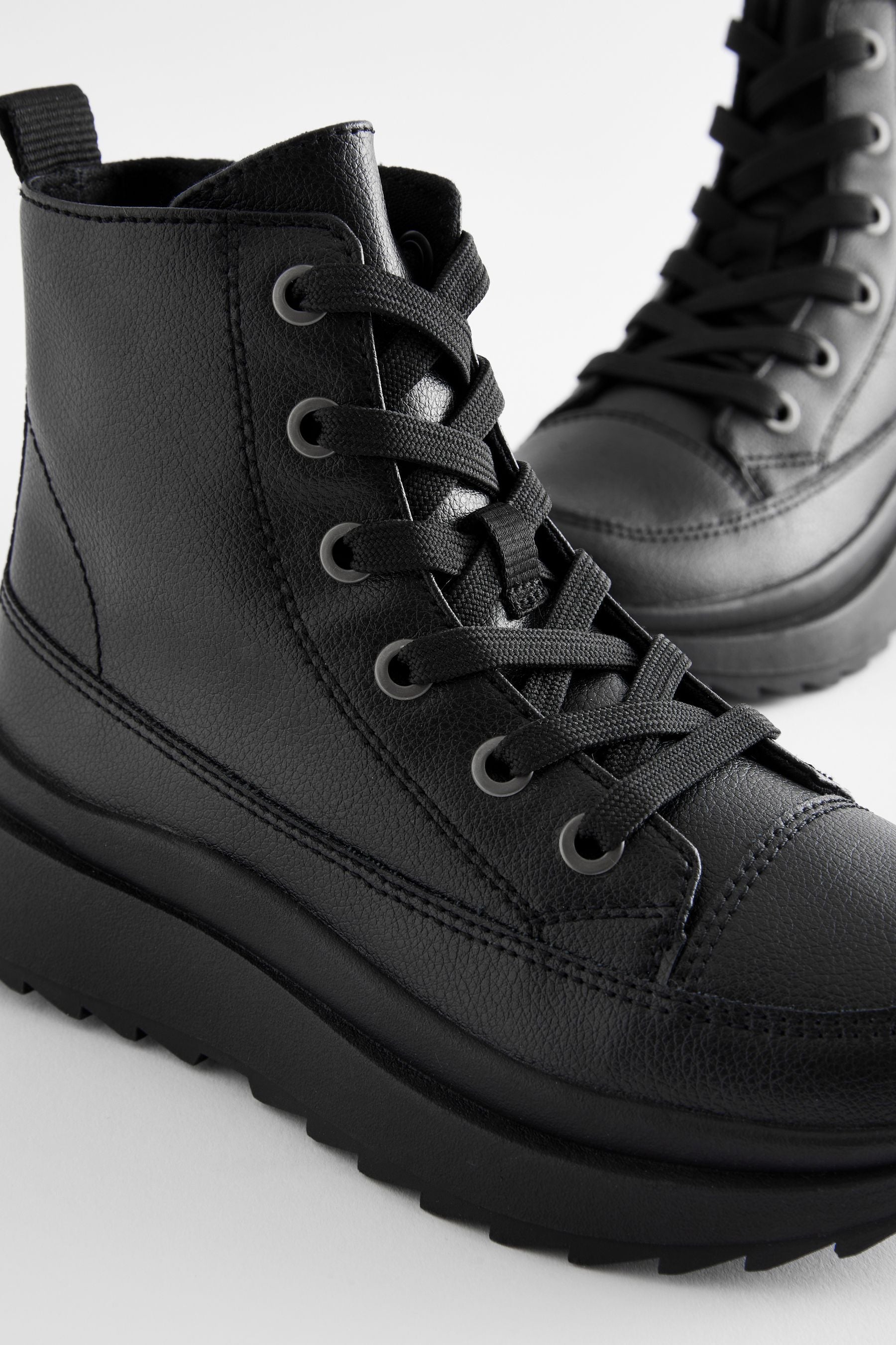 Black School Extra Chunky Lace-Up Trainers