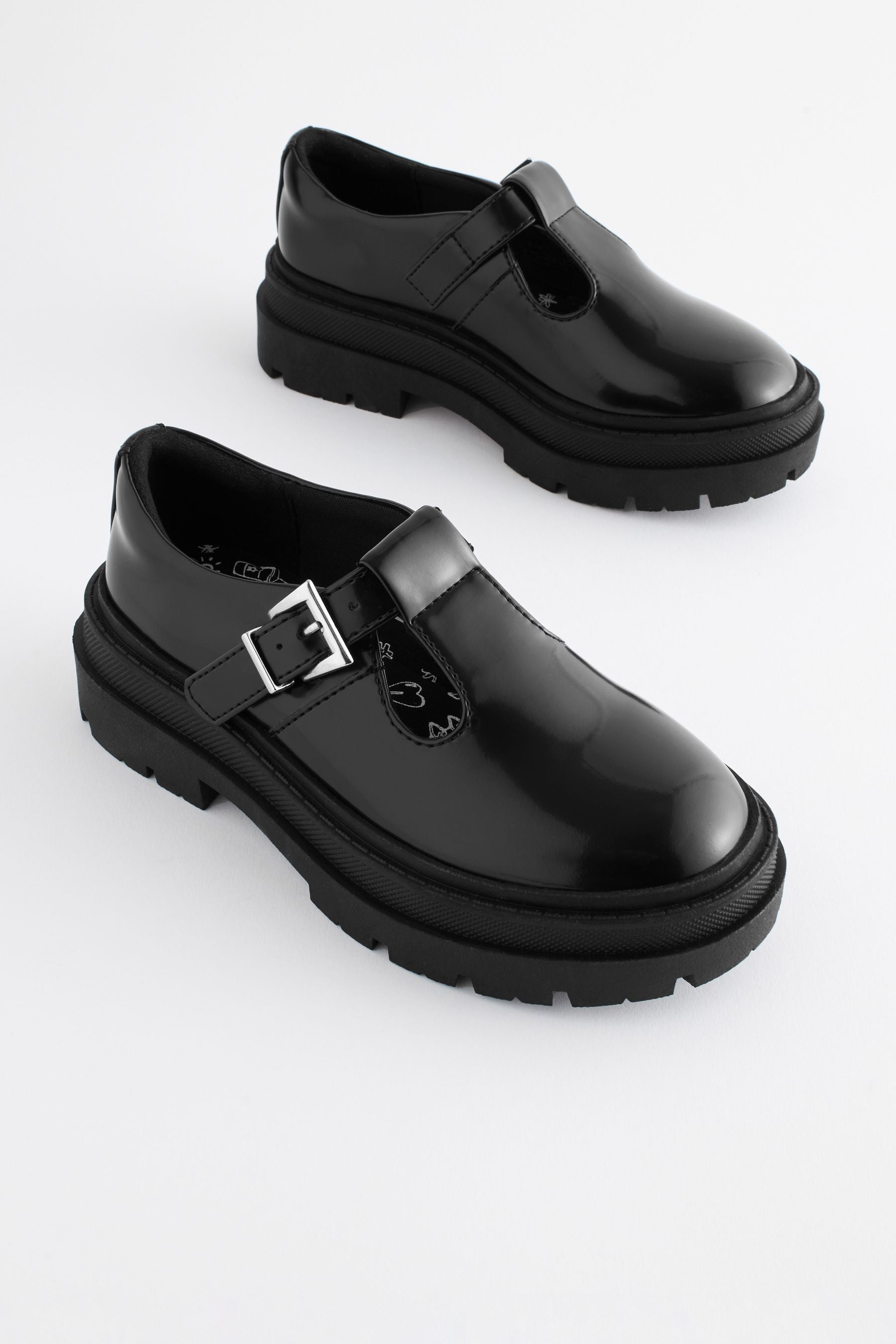 Black T-Bar Chunky School Shoes