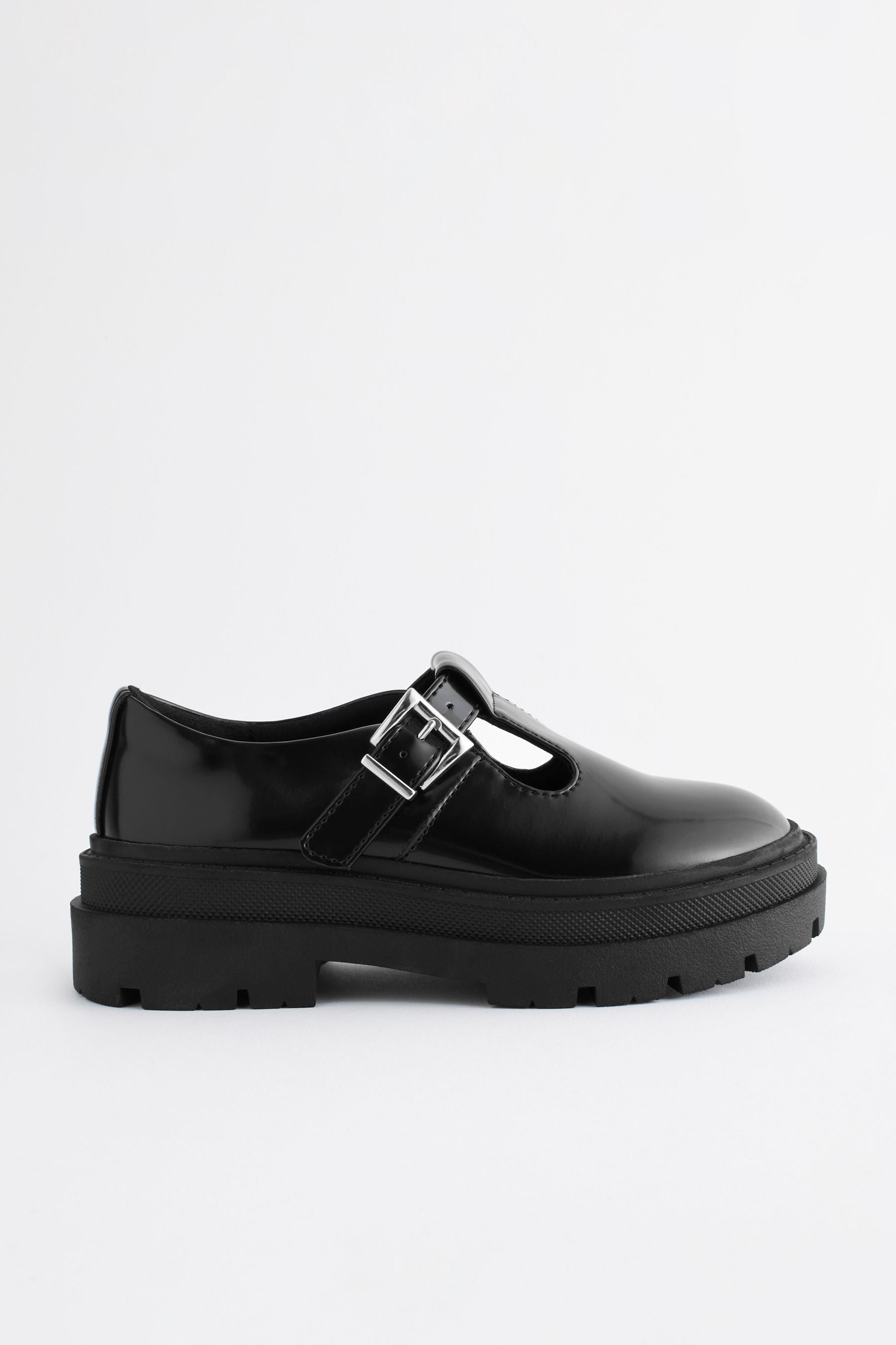 Black T-Bar Chunky School Shoes