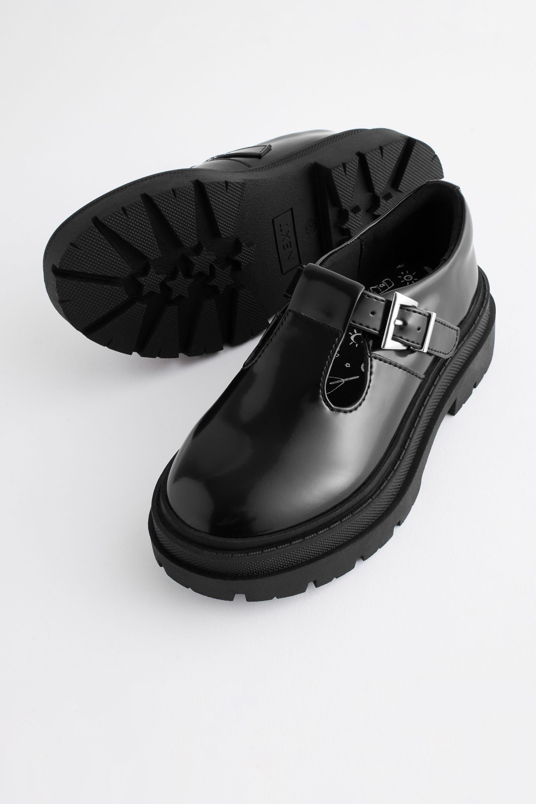 Black T-Bar Chunky School Shoes